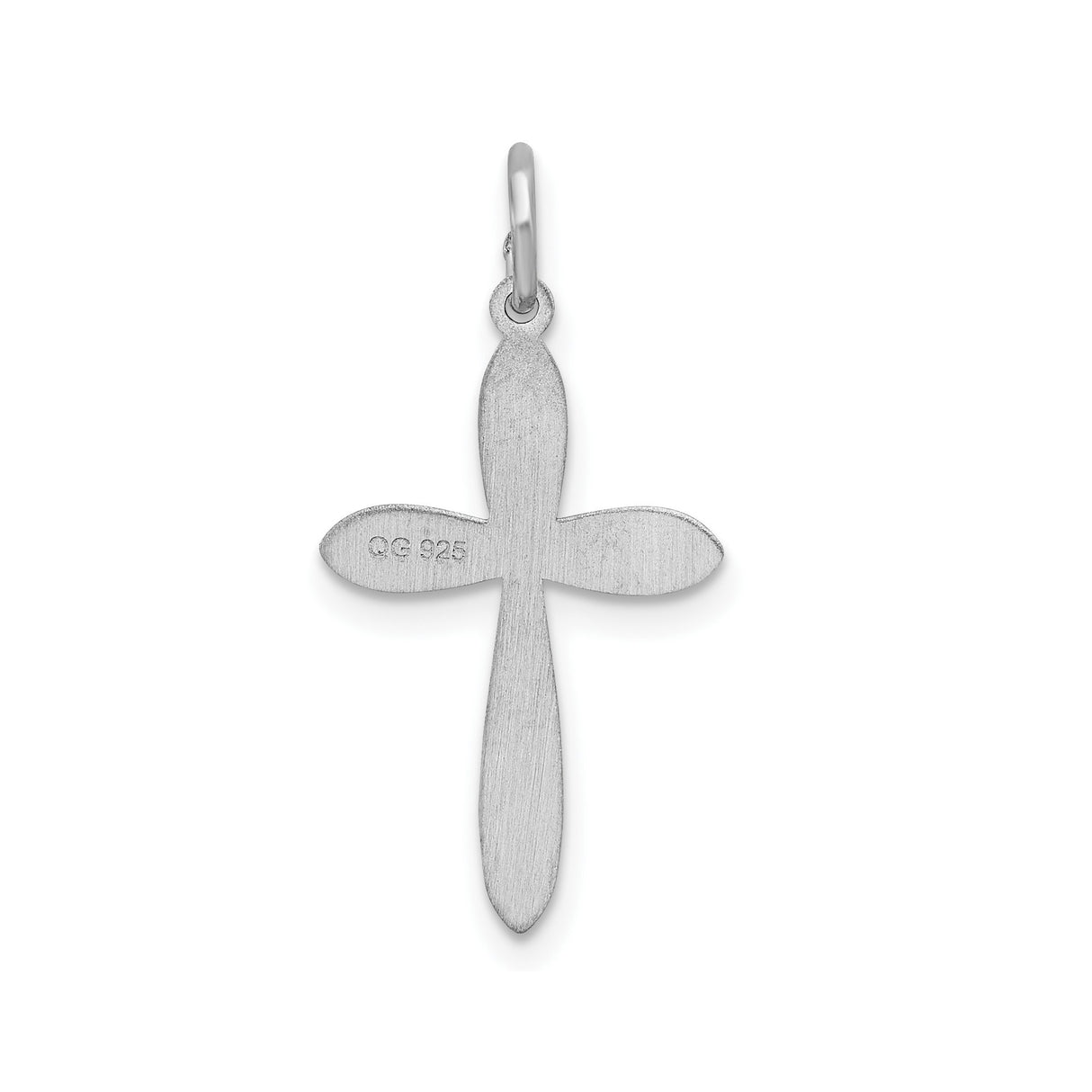 Sterling Silver Cross Pendant with Leaf and Vine Design, Matte Etched Finish