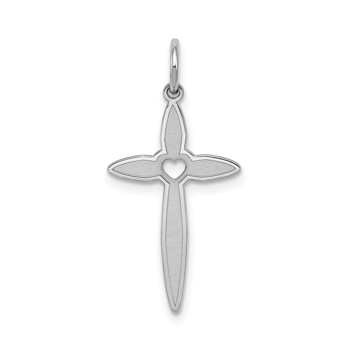 Sterling Silver Cross Pendant with Open Heart Design, Latin Religious Symbol for Men and Women