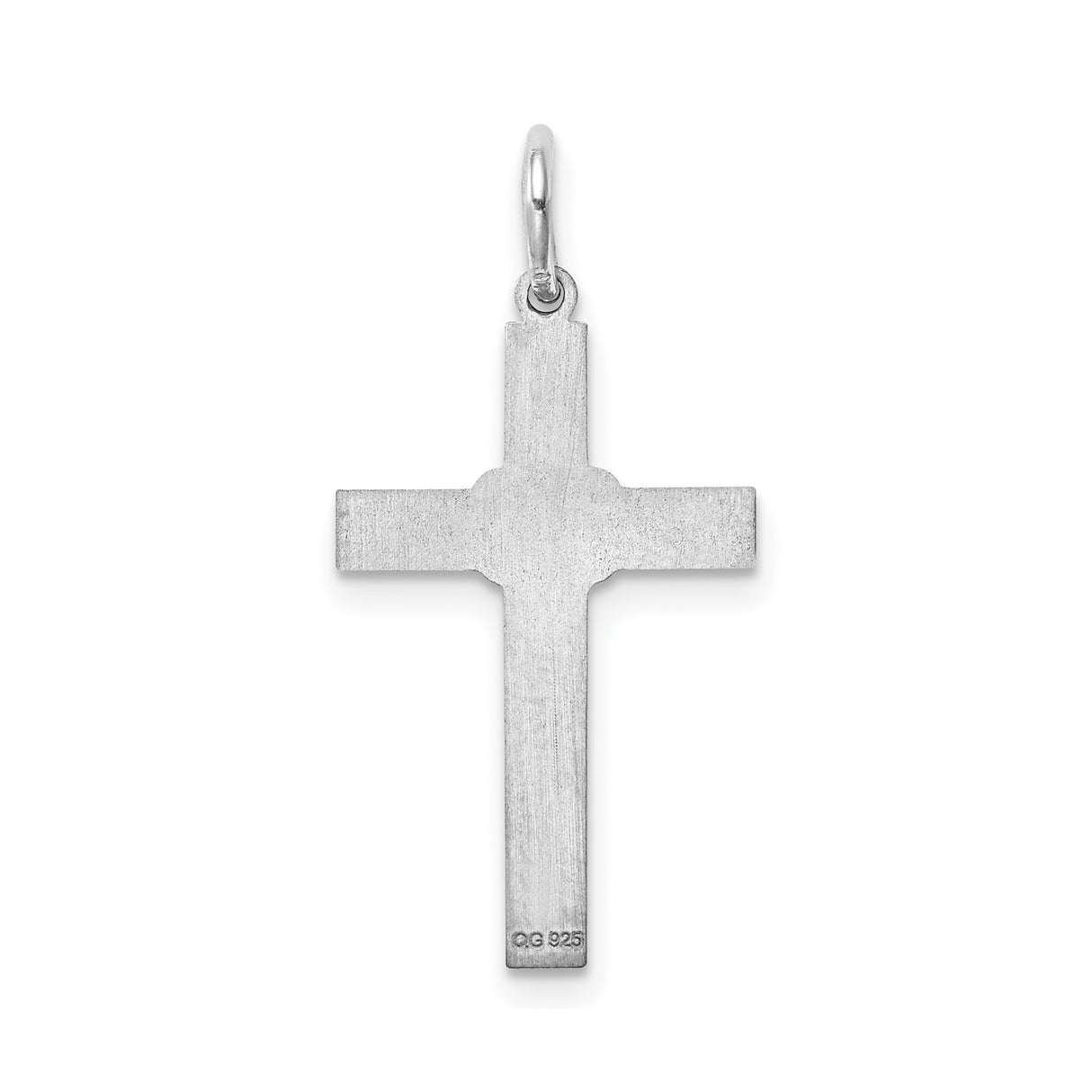 Sterling Silver Cross Pendant with Floral Heart Design and Scrollwork Detailing