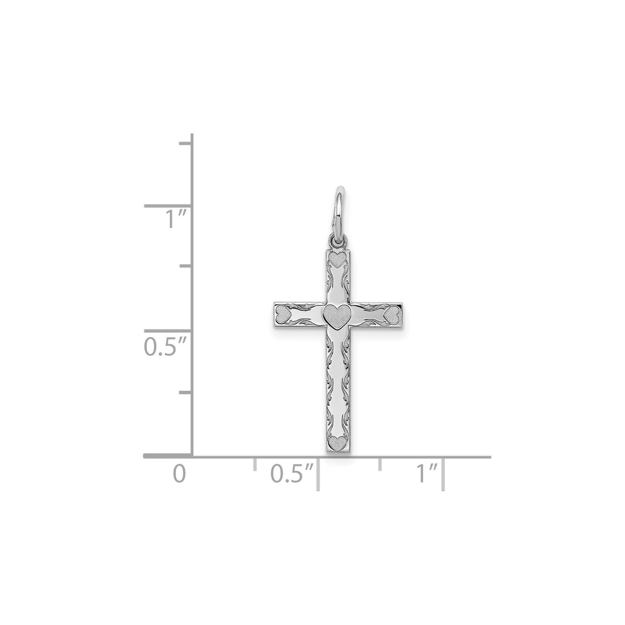 Sterling Silver Latin Cross Pendant with Heart Accents, Religious Charm for Men and Women