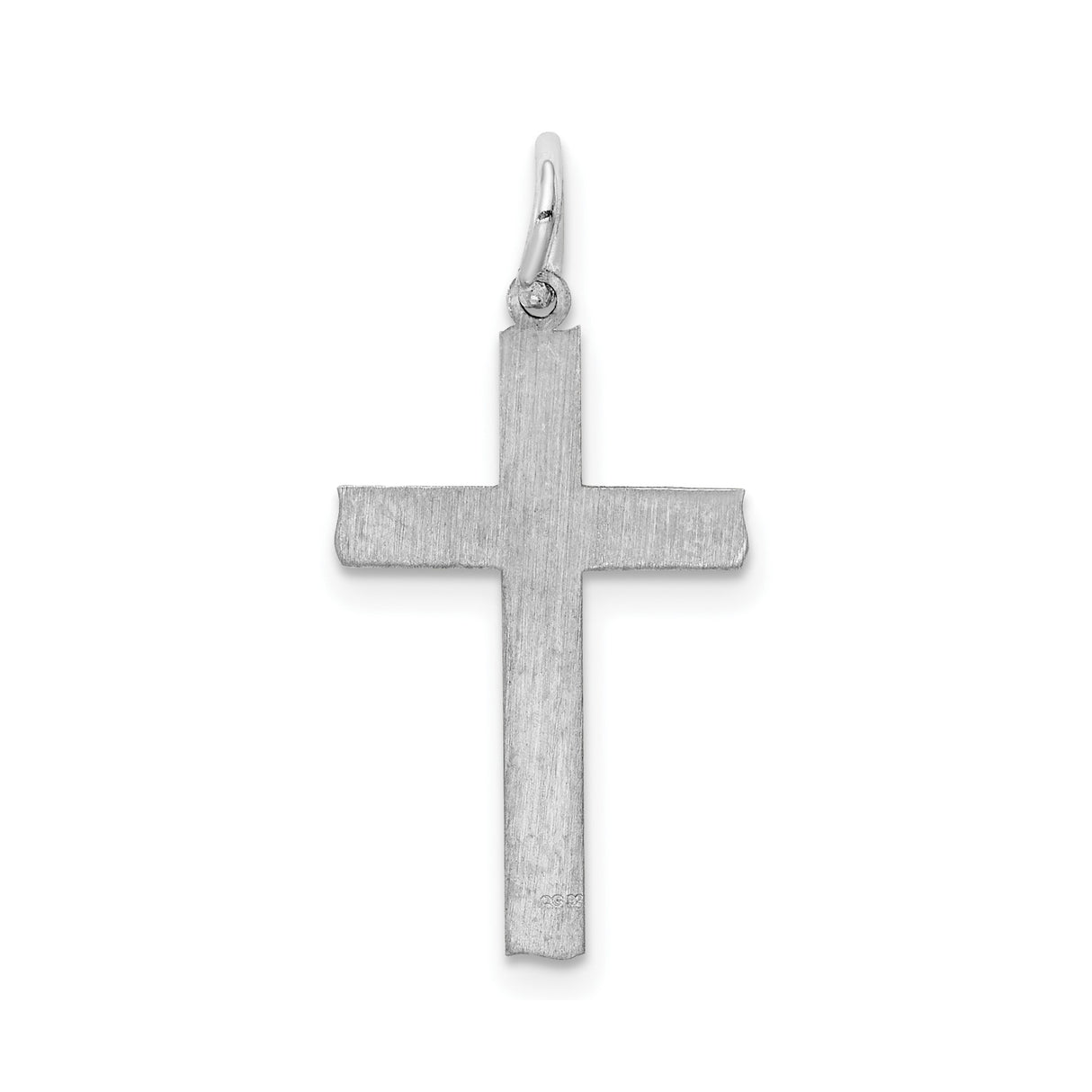 Sterling Silver Oval Cross Pendant with Satin Finish and Etched Design Unisex Religious Jewelry