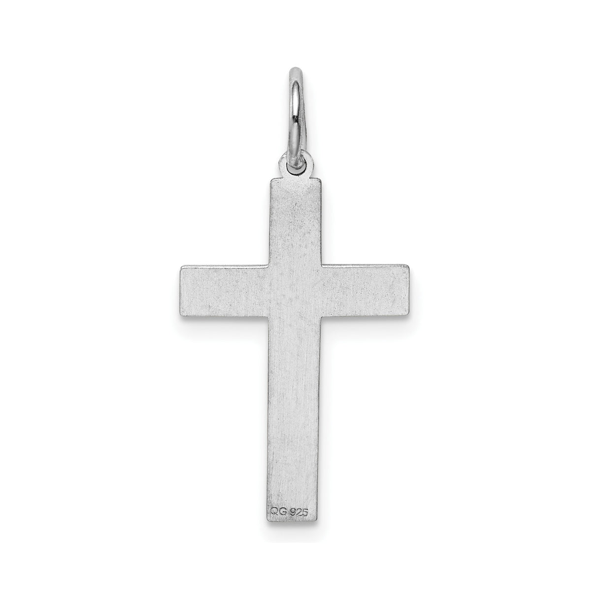 Sterling Silver Cross Pendant with Chevron Design and Brushed Texture