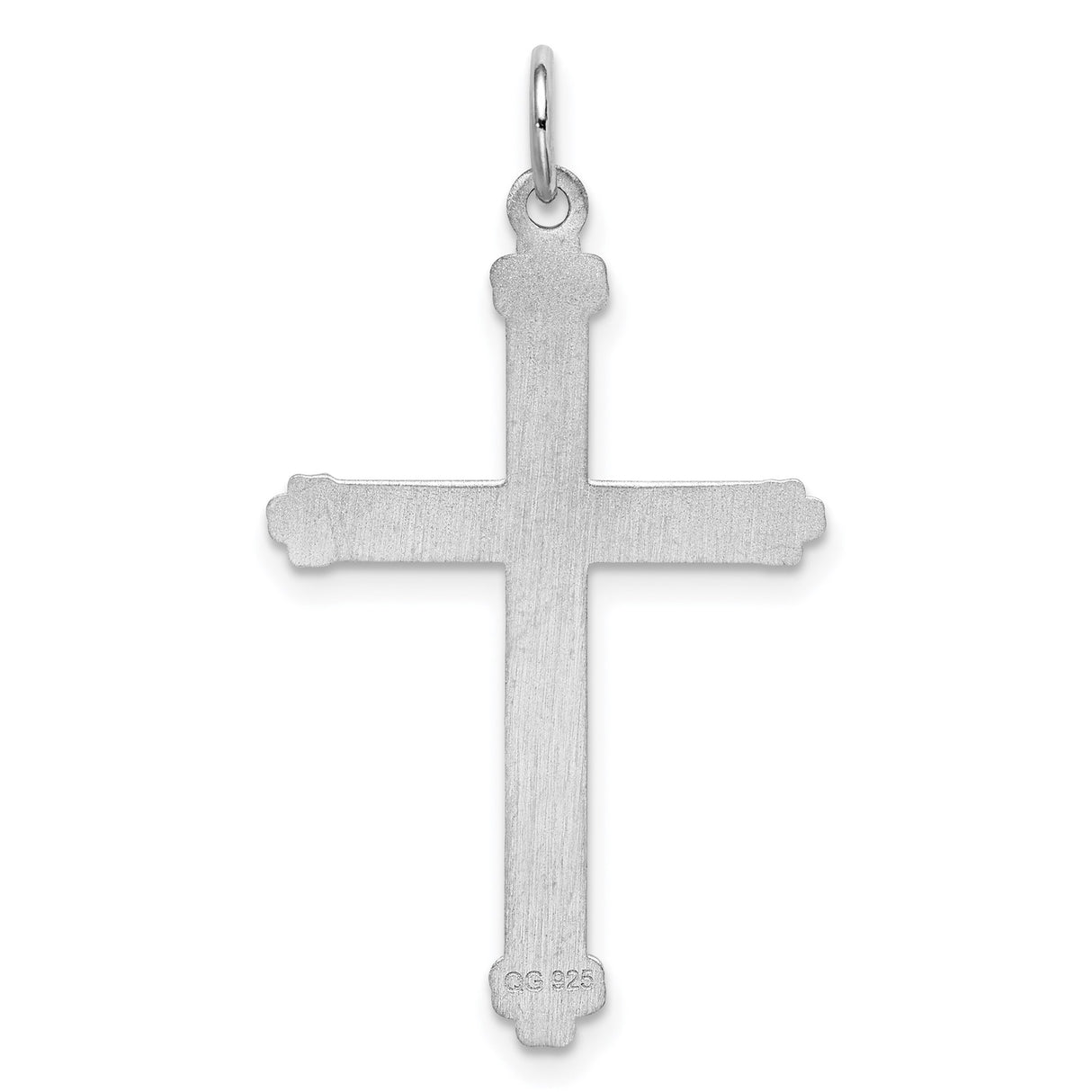 Sterling Silver Cross Pendant with Floral Accents and Textured Details for Women