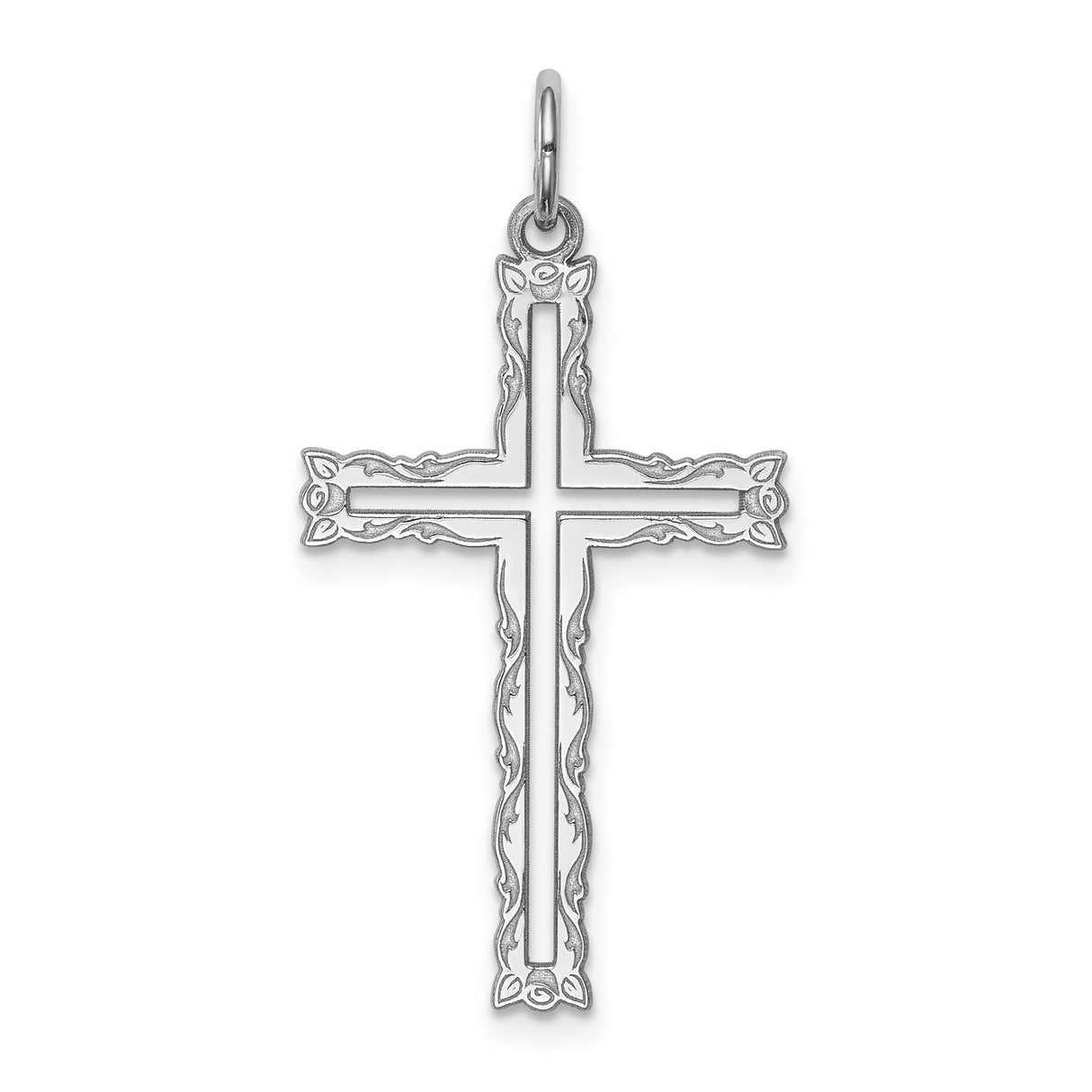 Sterling Silver Cross Pendant, Polished Latin Style Religious Design for Men and Women