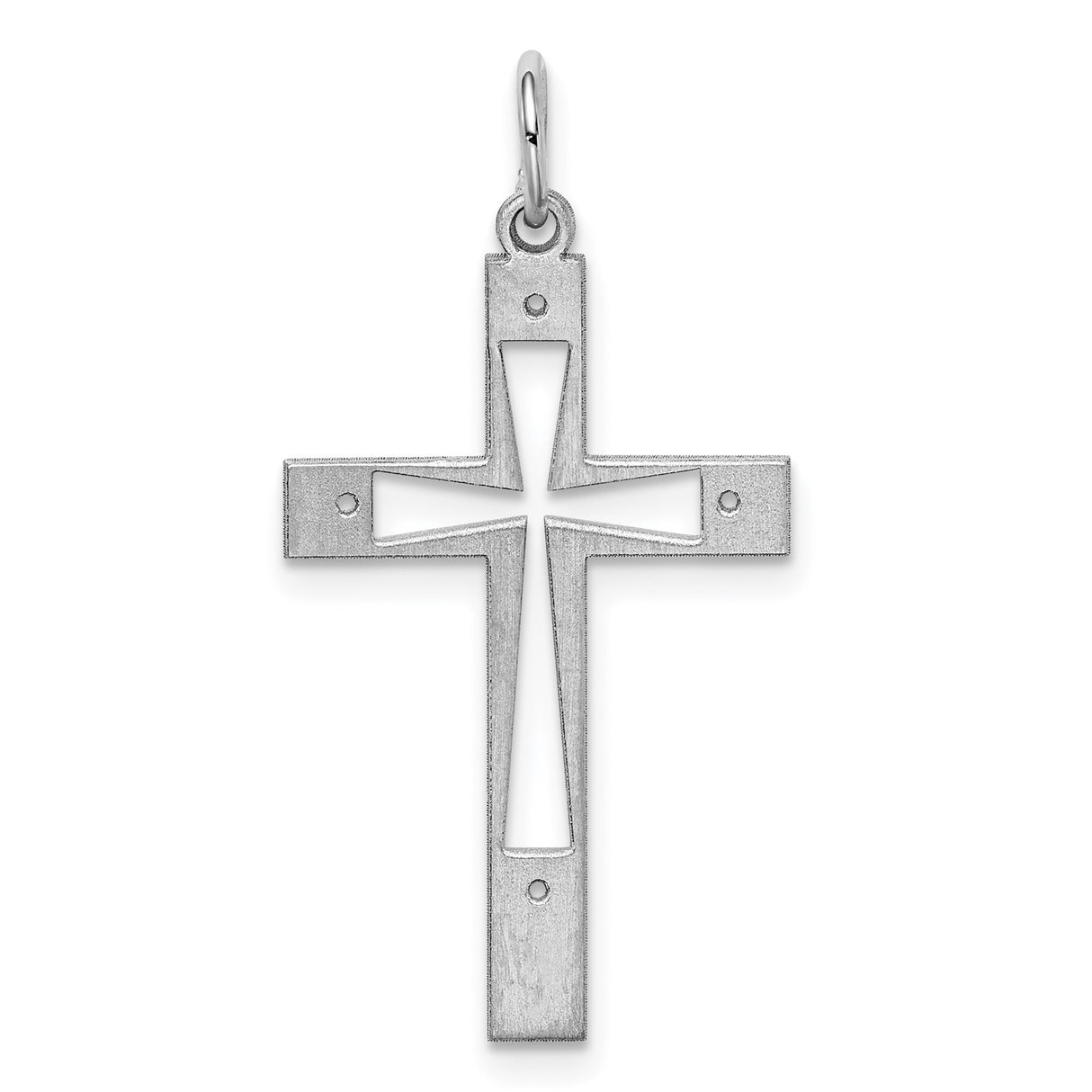 Sterling Silver Cross Pendant with Openwork Latin Cross Design, Minimalist Religious Jewelry