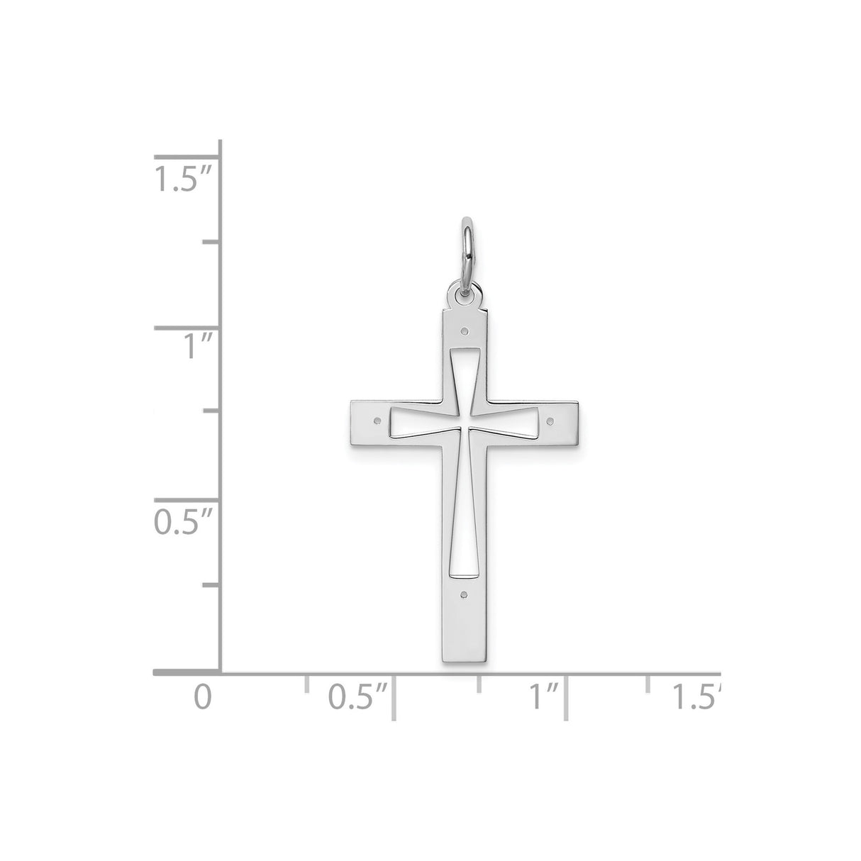 Sterling Silver Cross Pendant with Openwork Latin Cross Design, Minimalist Religious Jewelry