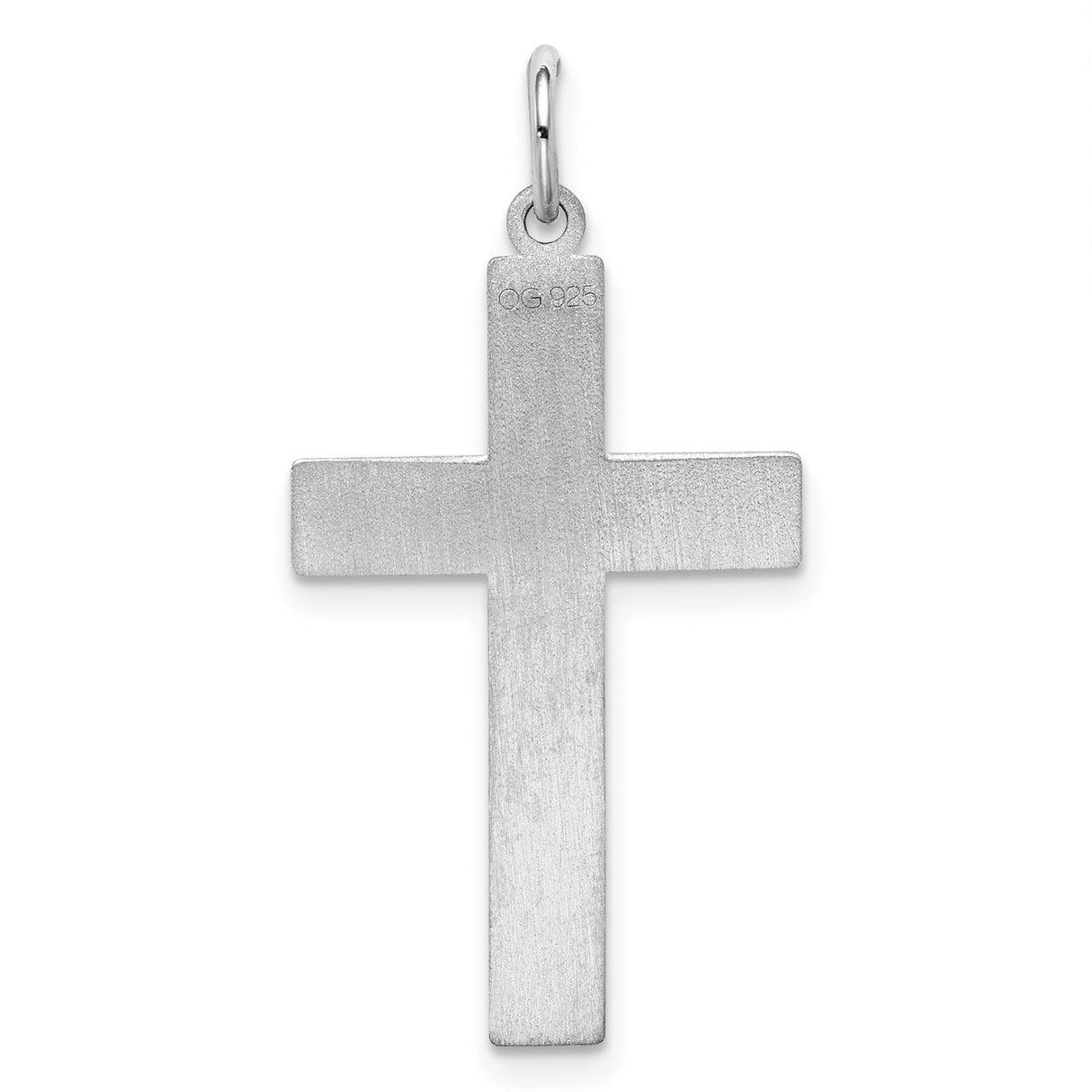 Sterling Silver Cross Pendant with Etched Ichthys Design, Polished and Brushed Finish