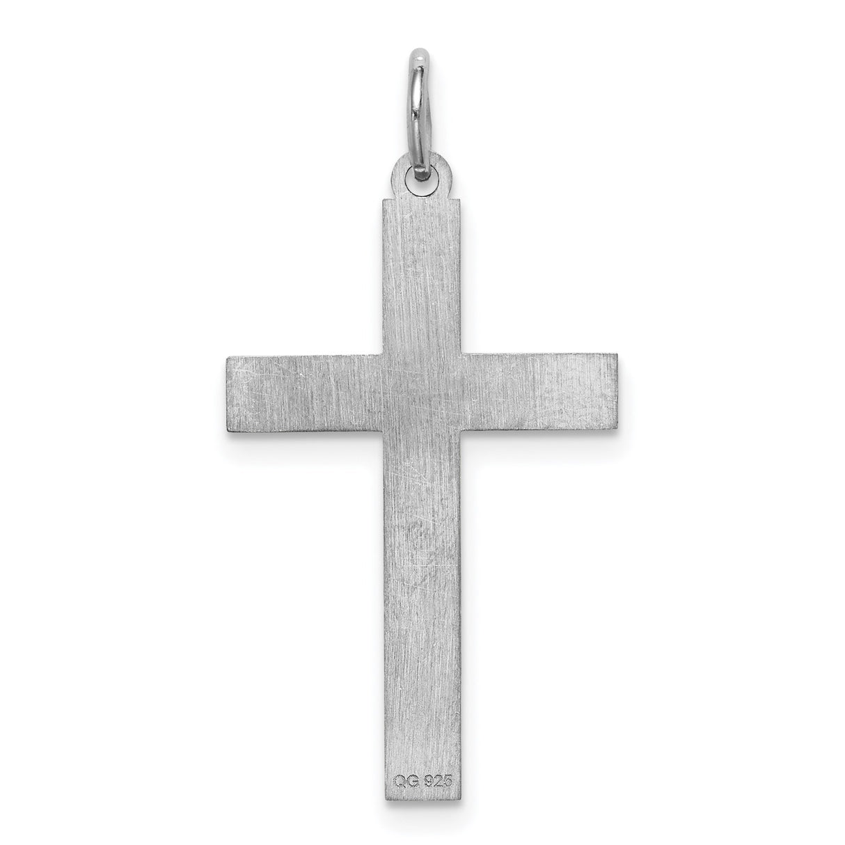 Sterling Silver Cross Pendant with Detail, Sleek Minimalist Faith Jewelry