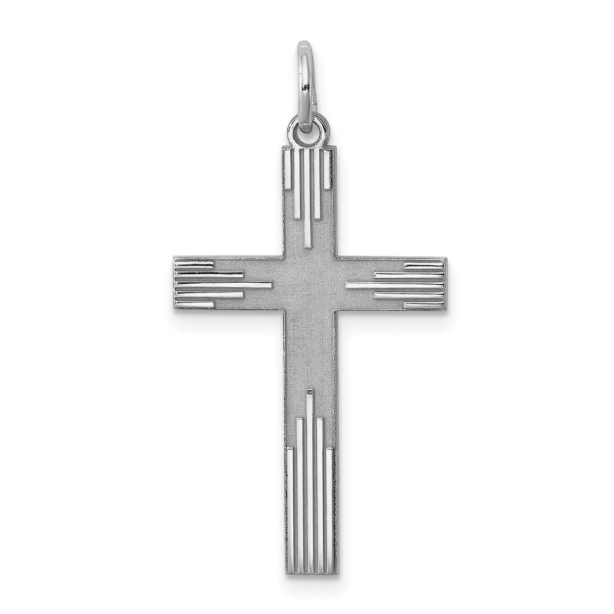 Sterling Silver Cross Pendant with Detail, Sleek Minimalist Faith Jewelry