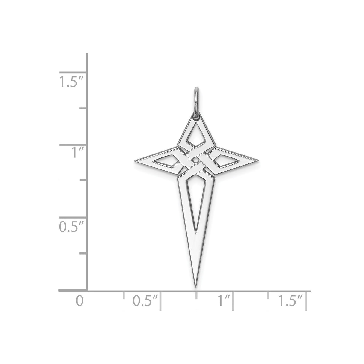 Sterling Silver Cross Pendant with Cutout Design and Angular Geometric Style