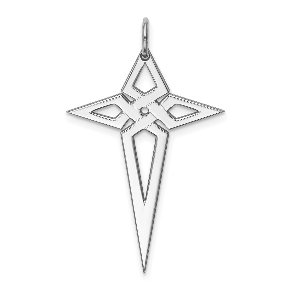 Sterling Silver Cross Pendant with Cutout Design and Angular Geometric Style