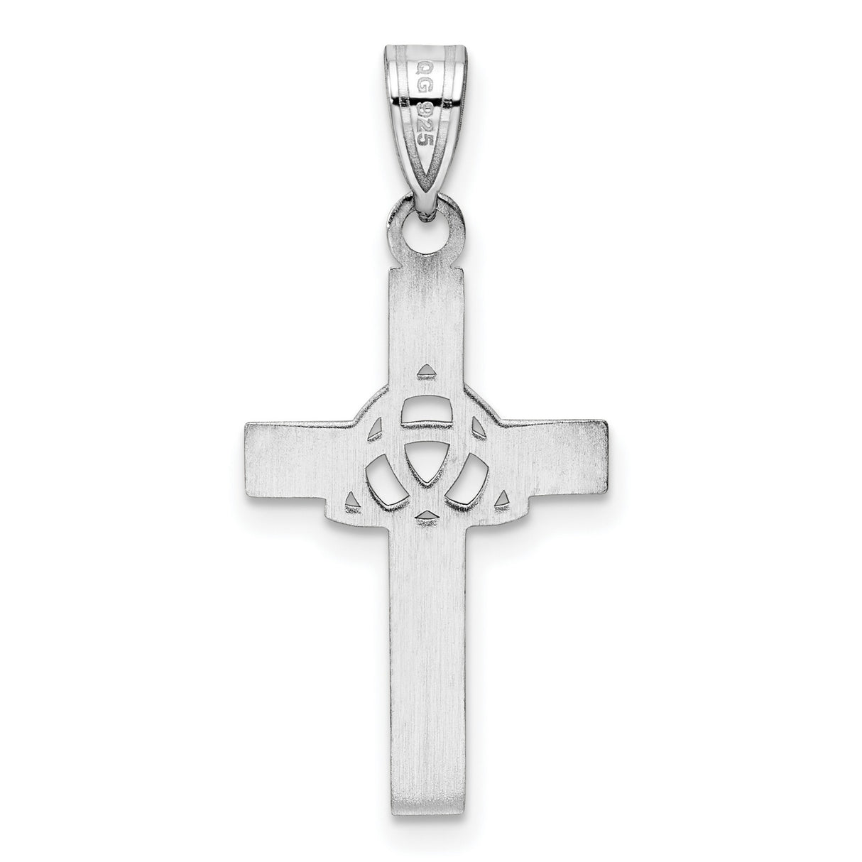 Sterling Silver Celtic Cross Pendant with Trinity Knot and Black Enamel Accent