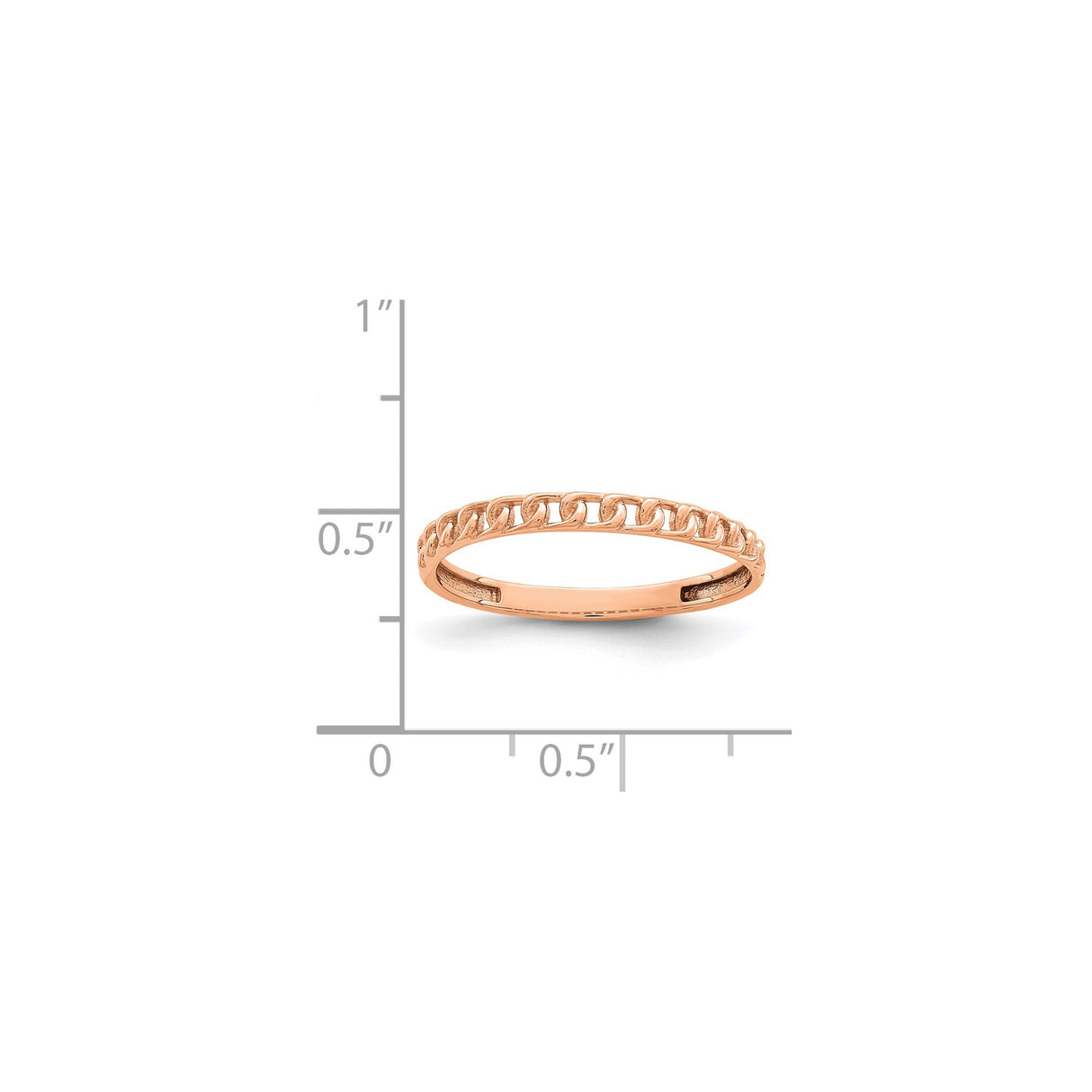 14k Rose Gold wedding band ring shown for scale