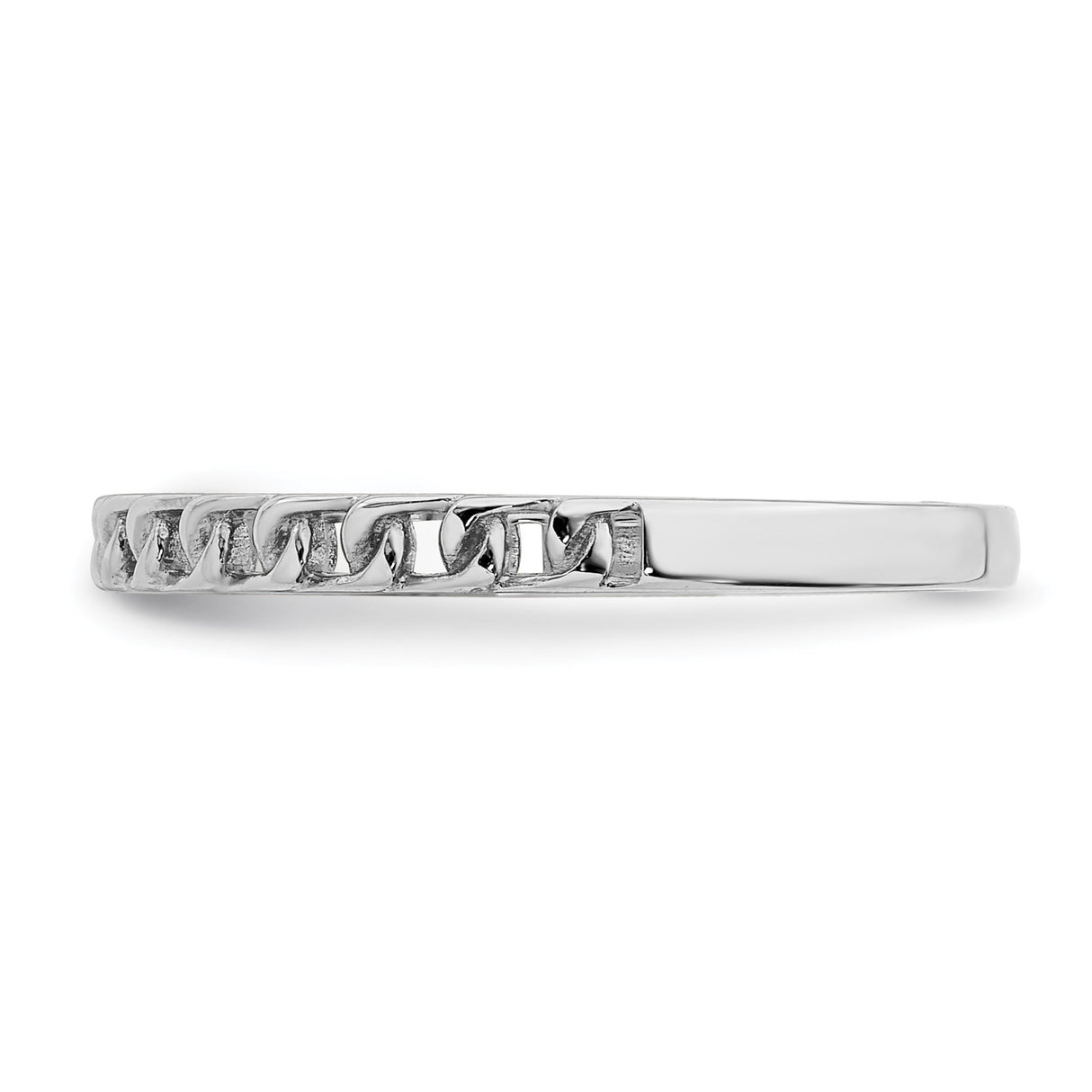 14k White Gold wedding band ring detail view
