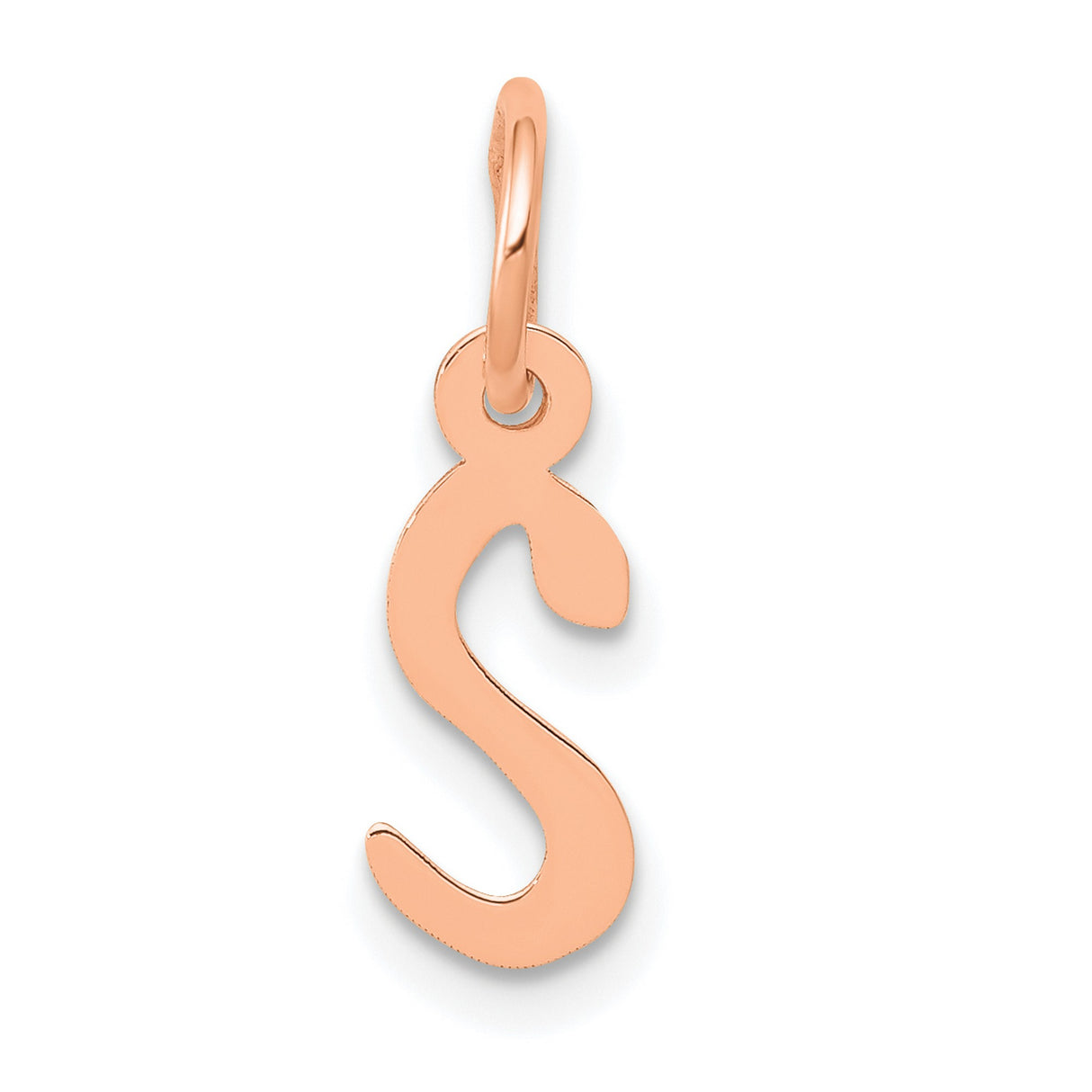 QG- Slanted Block Initial S Charm Pendant in Real 14k Rose Gold