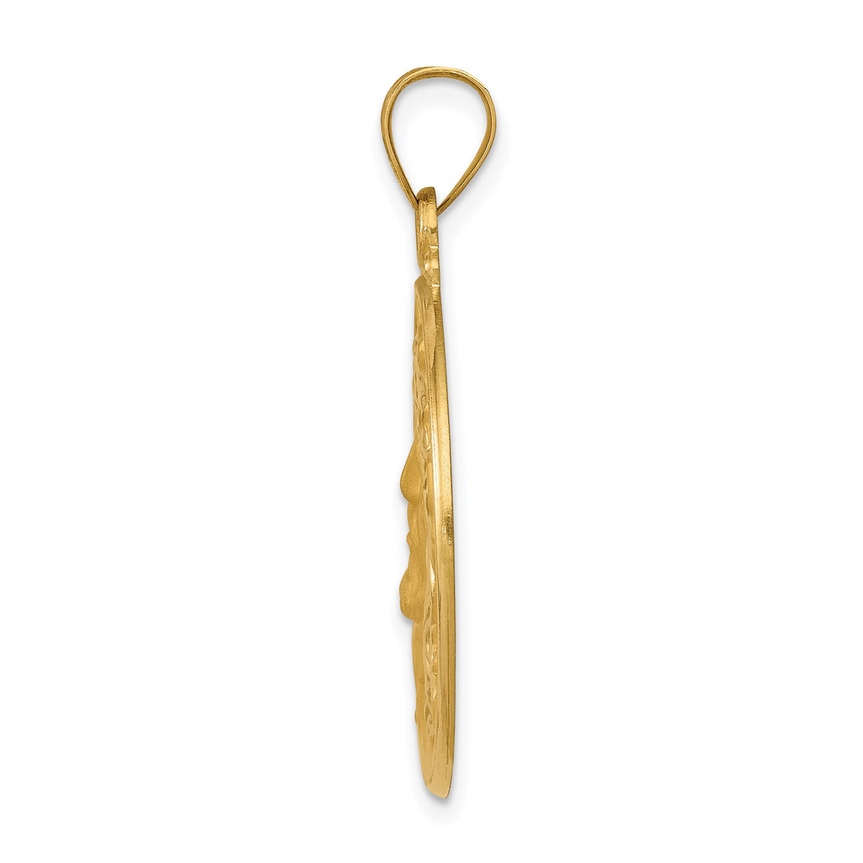 14k Yellow Gold Jesus Pendant with Radiant Halo and Crown of Thorns, Christ Medallion