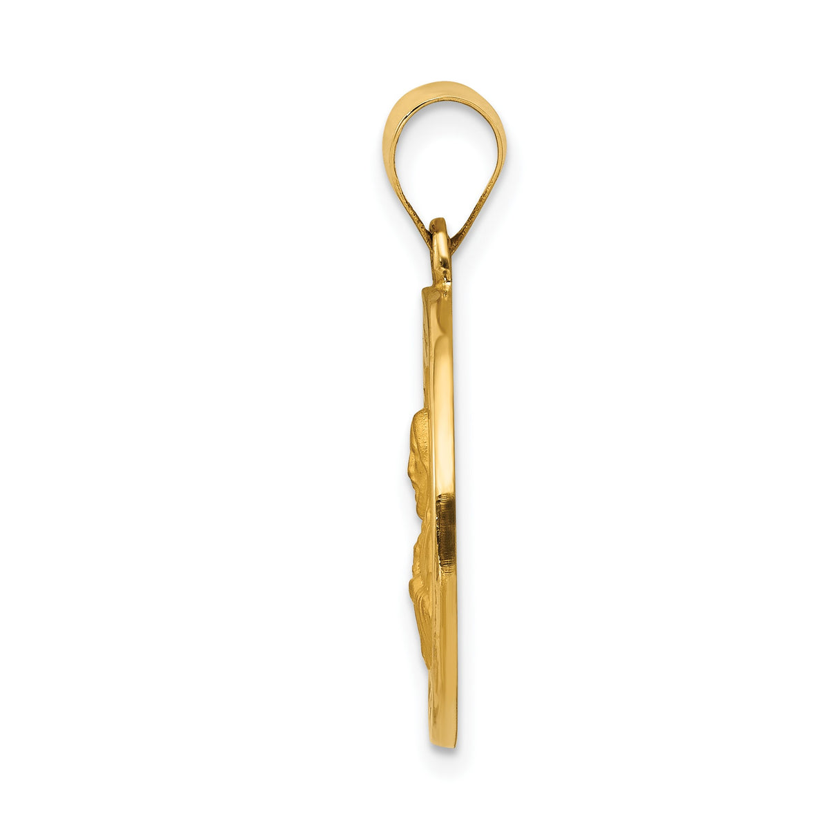 14k Yellow Gold Sacred Heart Jesus Pendant with Have Mercy On Us Inscription, Catholic Medal