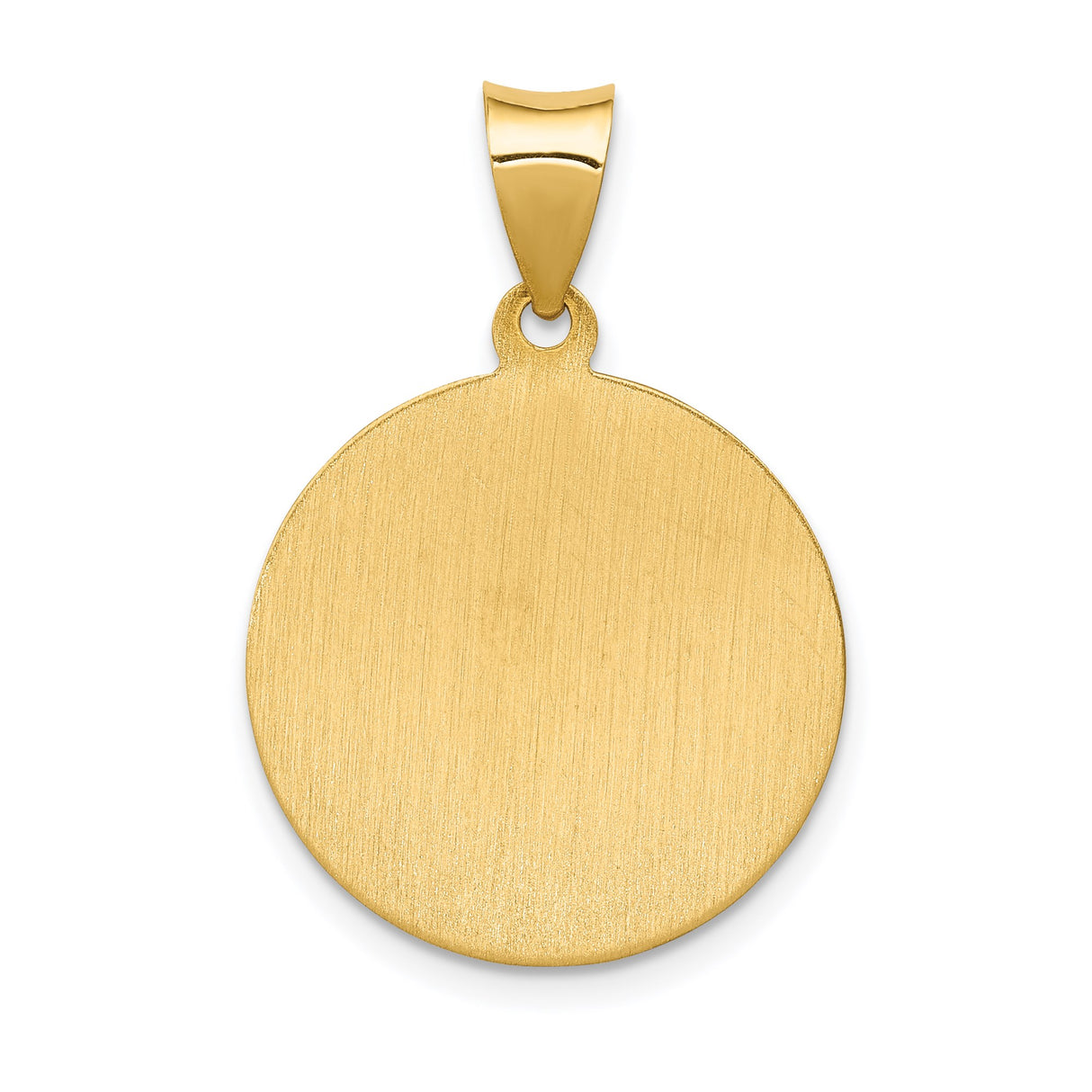 14k Yellow Gold Saint Anthony Pendant with Embossed Image and Pray for Us Text