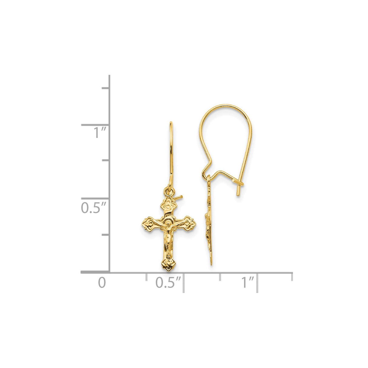 14k Yellow Gold Crucifix Cross Pendant with Jesus Figure, Religious Catholic Charm for Men and Women