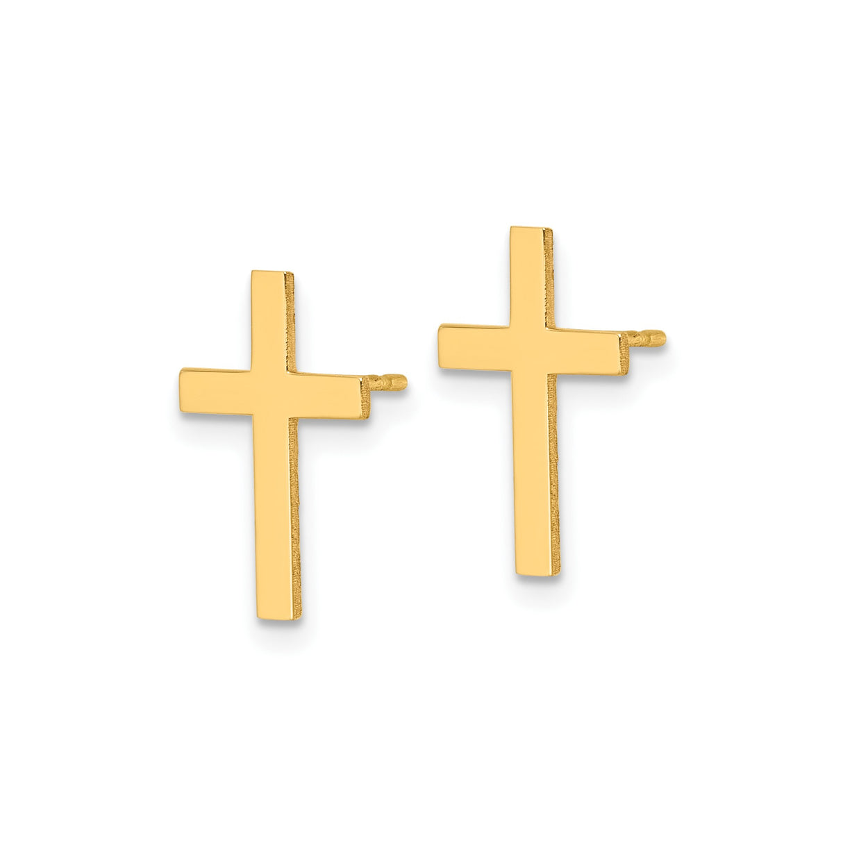 14k Yellow Gold Cross Stud Earrings, Minimalist Christian Jewelry for Women