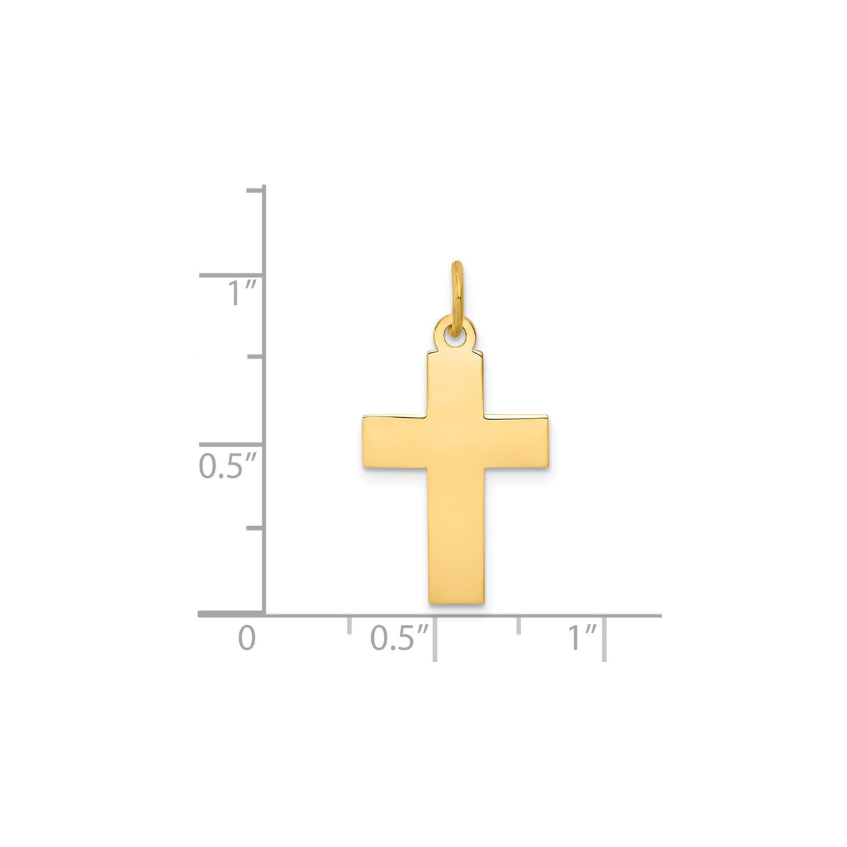 14k Yellow Gold Cross Pendant, Solid Latin Cross Charm in High-Polish Finish for Men and Women