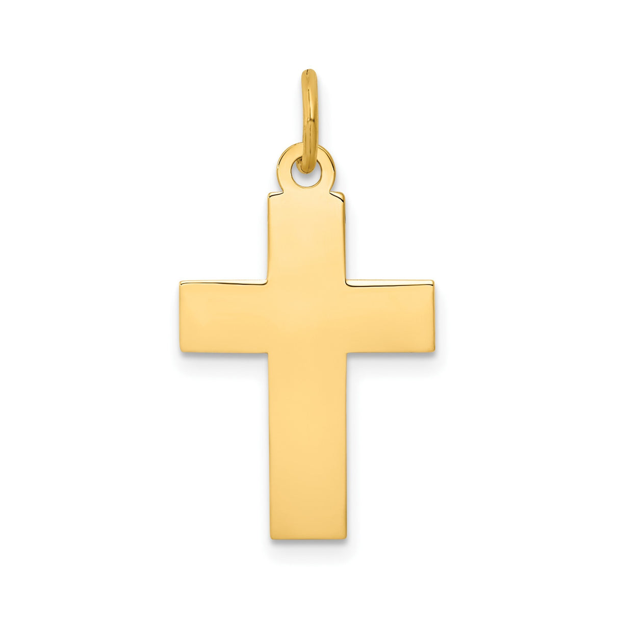 14k Yellow Gold Cross Pendant, Solid Latin Cross Charm in High-Polish Finish for Men and Women
