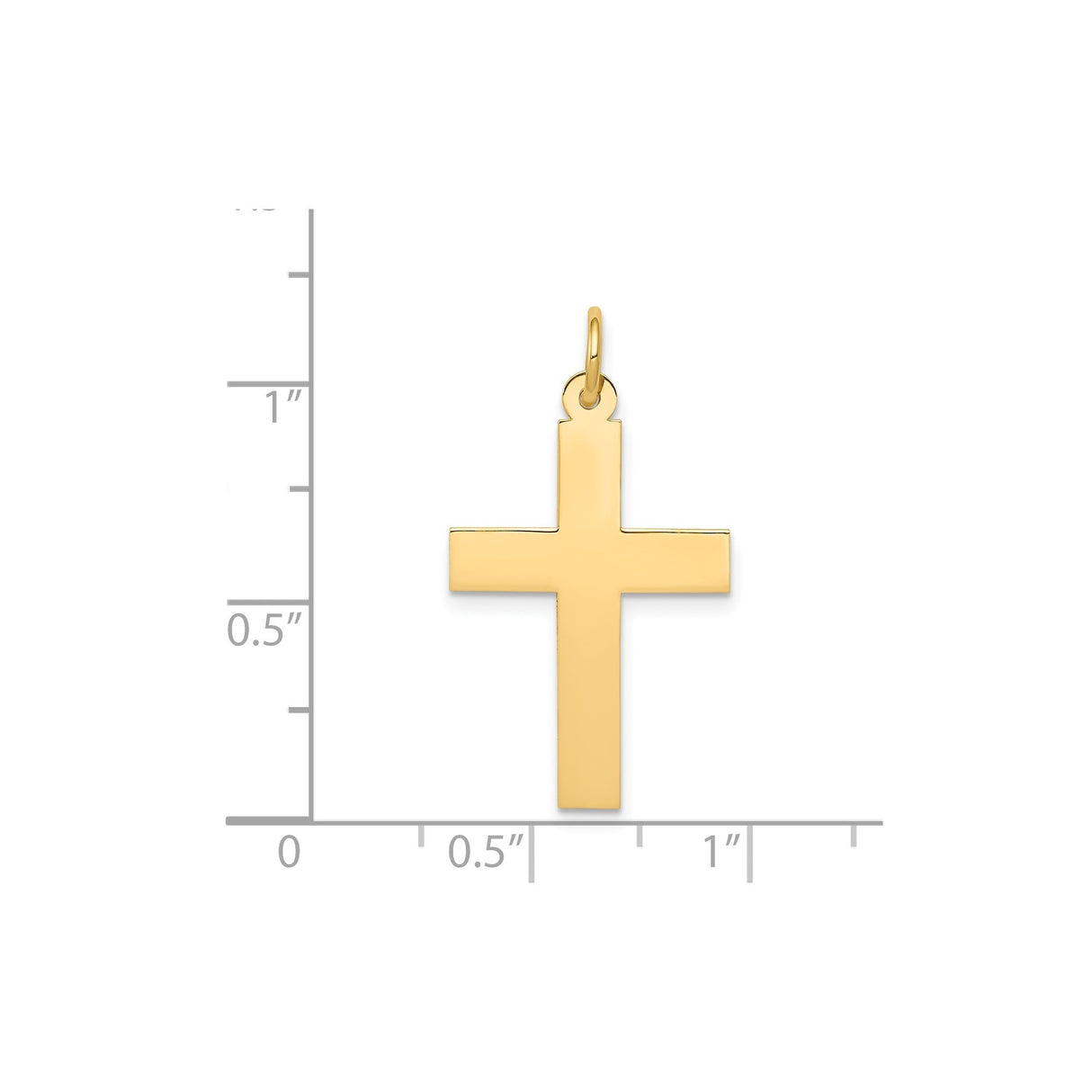 14k Yellow Gold Latin Cross Pendant, Polished Religious Charm for Men and Women