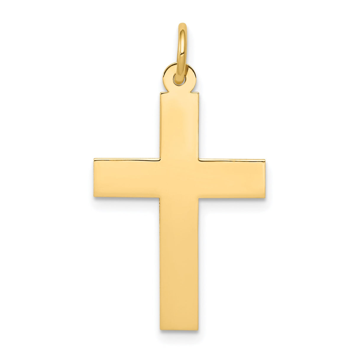 14k Yellow Gold Latin Cross Pendant, Polished Religious Charm for Men and Women