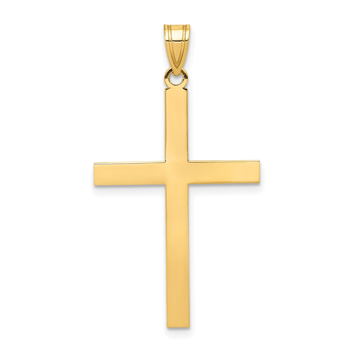 14k Yellow Gold Cross Pendant with Modern Simple Design and Sleek Polished Finish