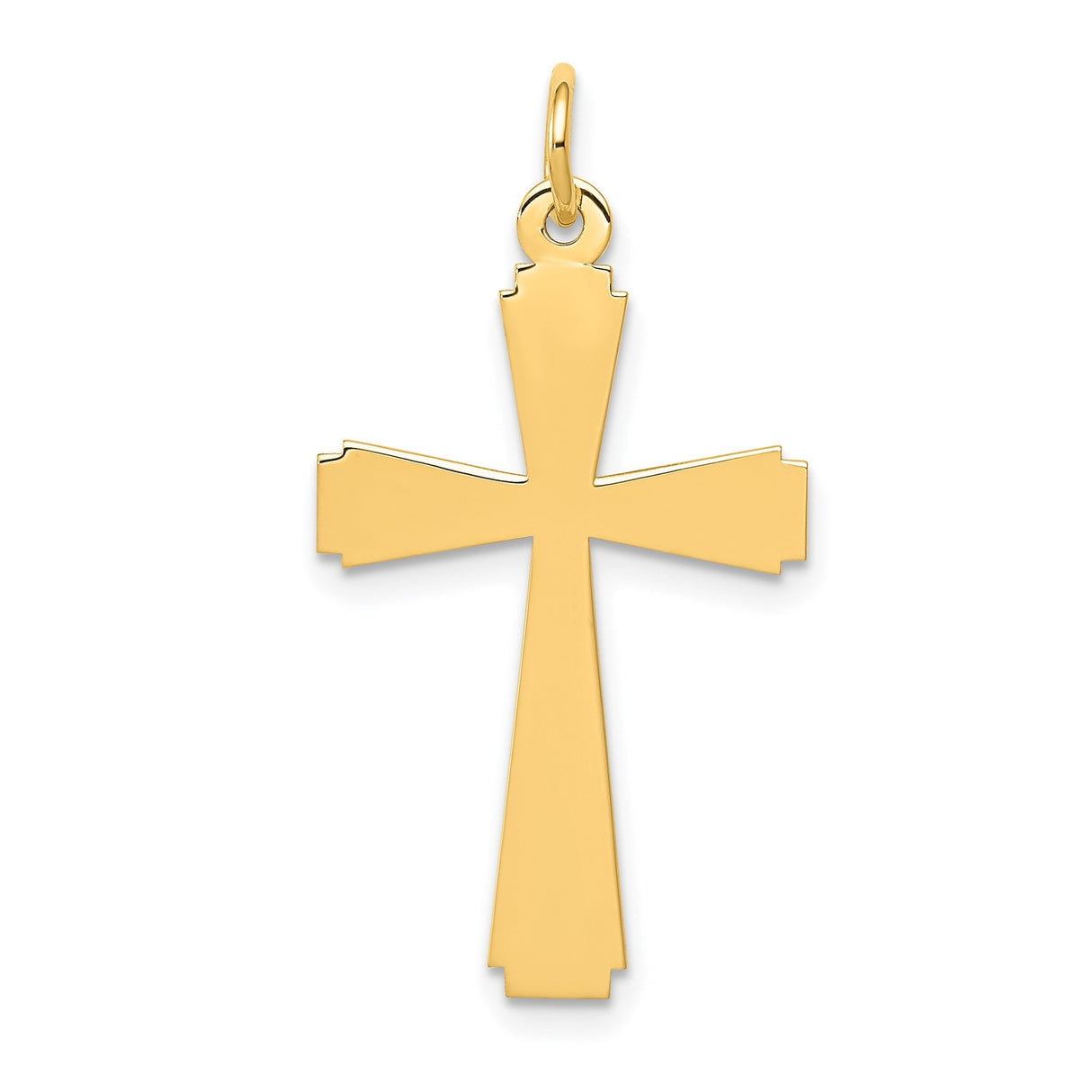 14k Yellow Gold Cross Pendant with Smooth Polished Finish and Angular Design