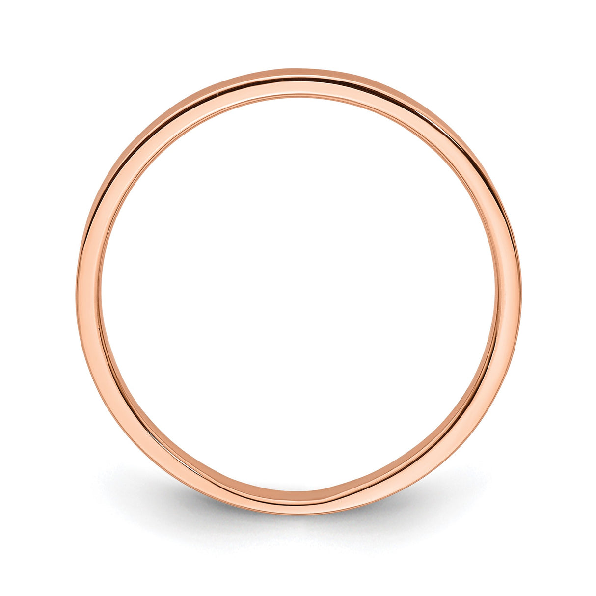 14k Rose Gold Flat, Lightweight wedding band ring alternate angle
