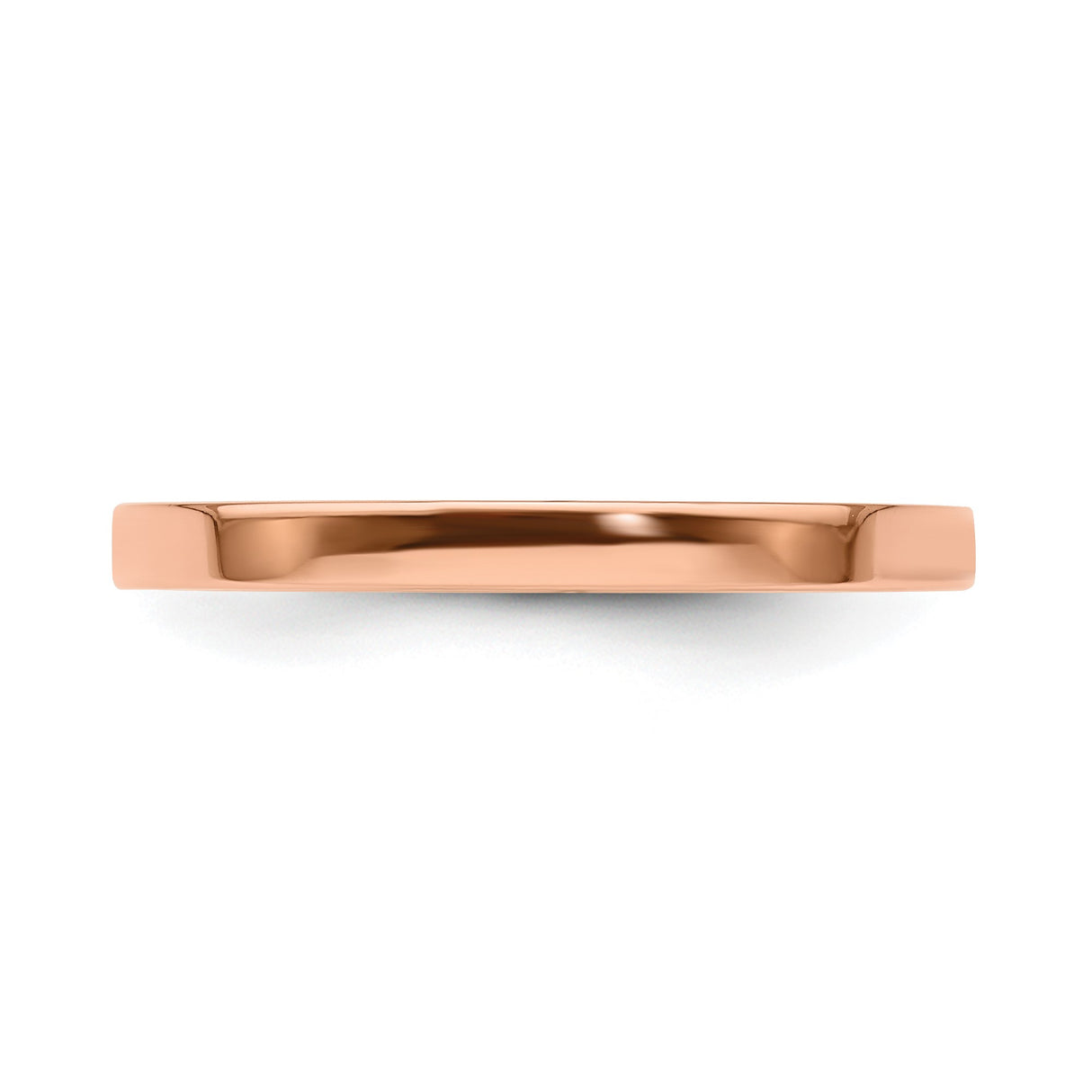 14k Rose Gold Flat, Lightweight wedding band ring detail view