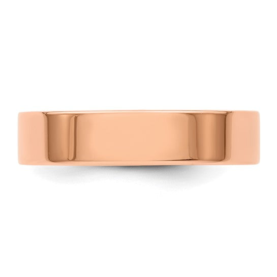 14K Rose Gold Flat Wedding Band Lightweight Solid 5mm Ring No Stone Modern Style