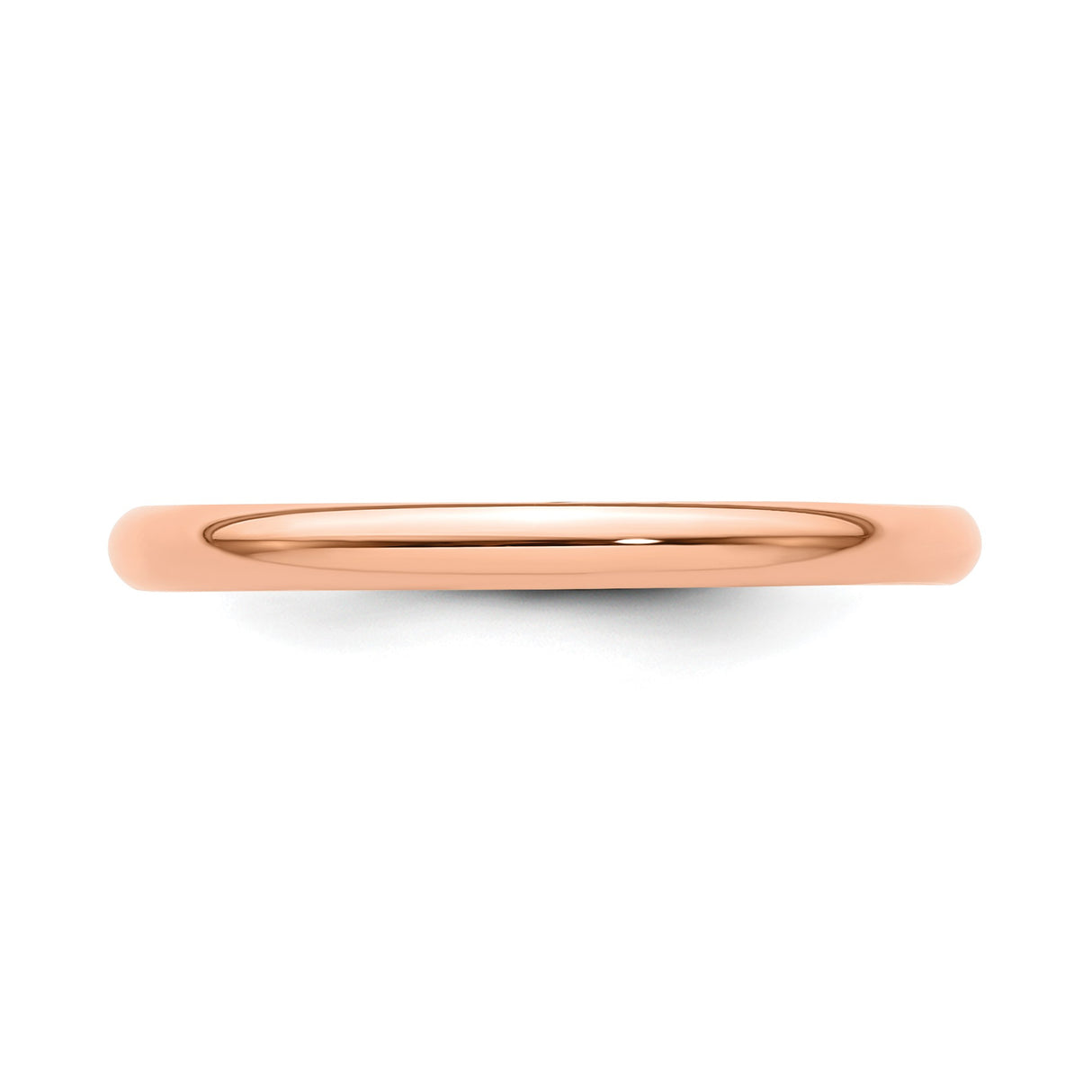 14k Rose Gold Domed, Lightweight wedding band ring detail view