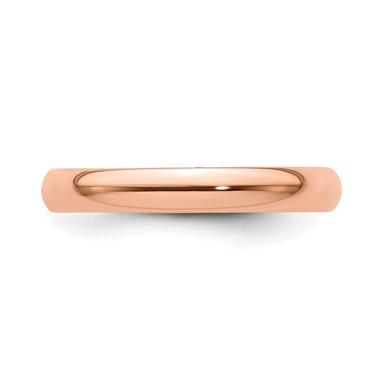 14k Rose Gold Domed, Lightweight wedding band ring detail view