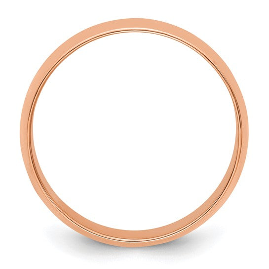 14K Rose Gold Domed Half Round Wedding Band No Stone Lightweight 7mm Wide