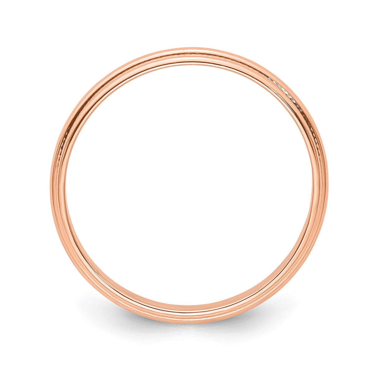 14k Rose Gold Milgrain, Lightweight wedding band ring alternate angle
