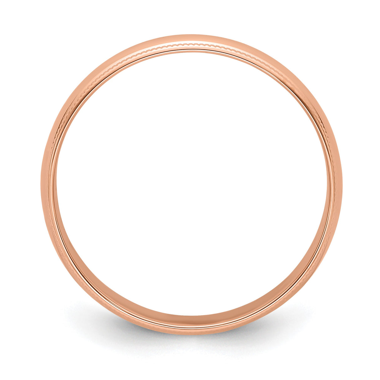 14k Rose Gold Milgrain, Lightweight wedding band ring alternate angle
