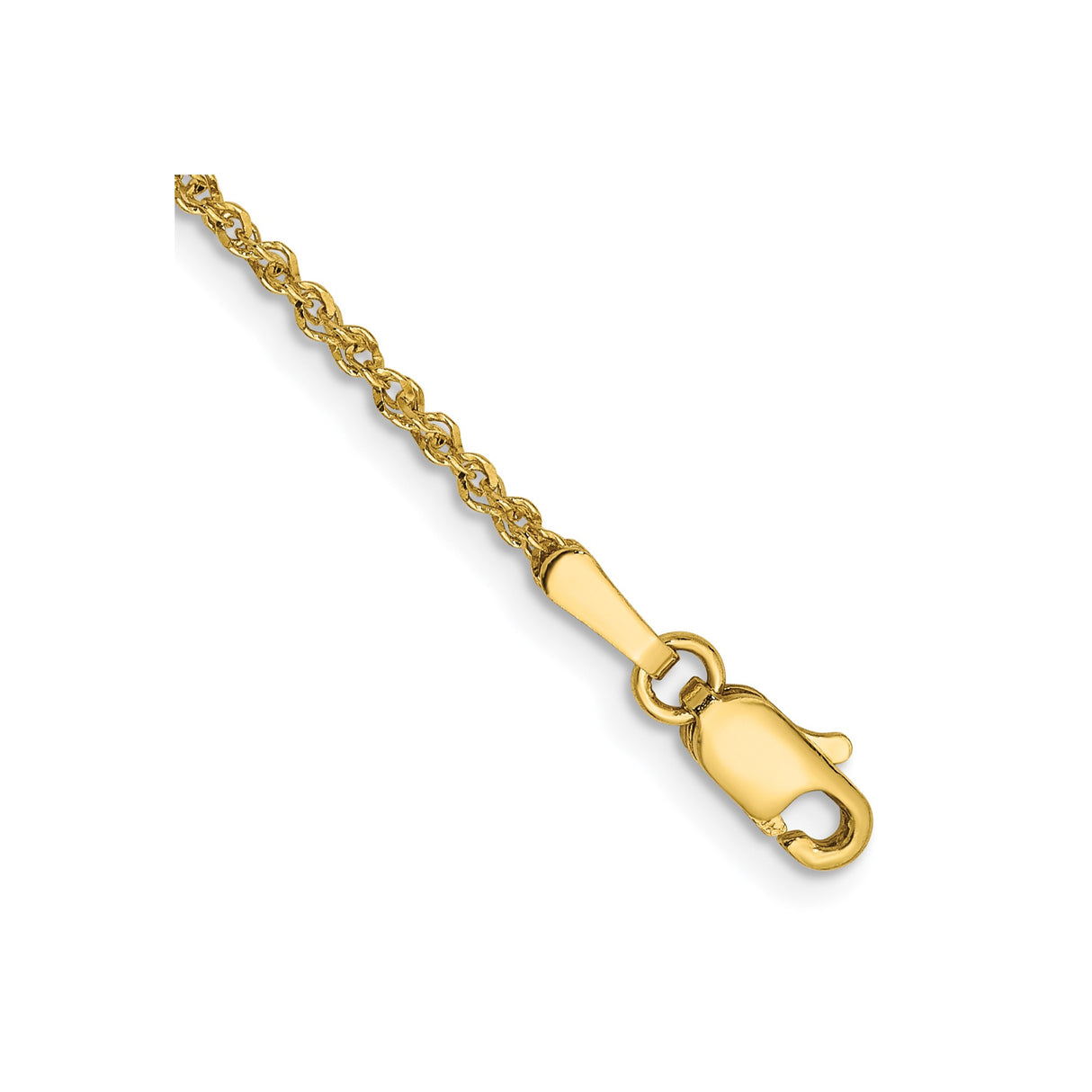 14K Yellow Gold 1.7 mm Polished Chain Anklet, Solid