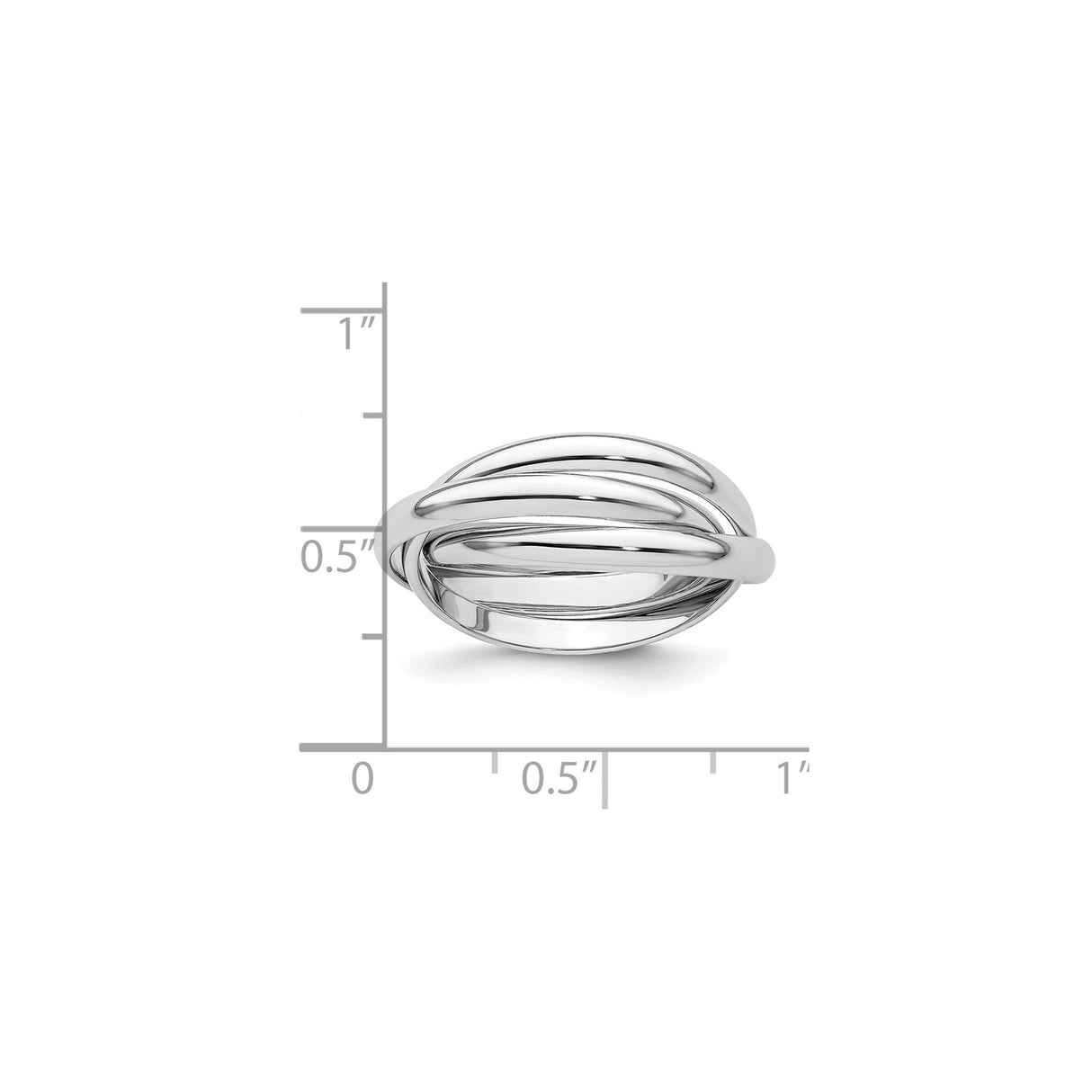 14k White Gold wedding band ring shown for scale