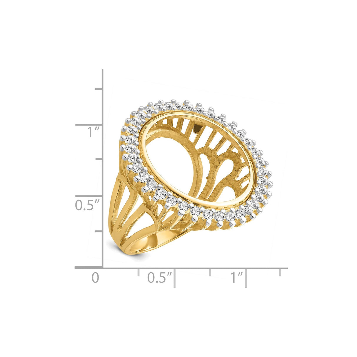 19 mm 14k Yellow Gold coin bezel for 19 mm Coin — size reference (ruler)