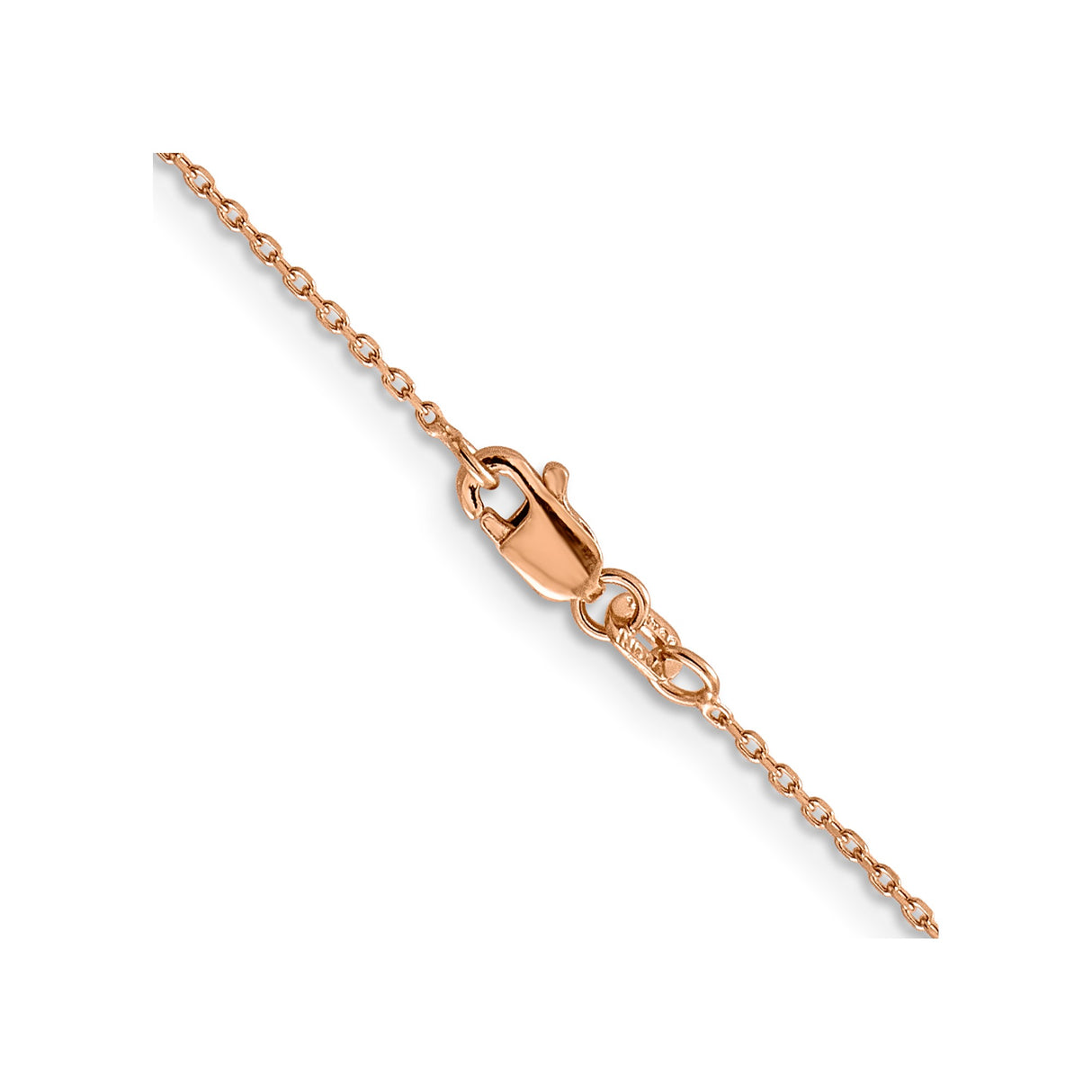 14K Rose Gold 1 mm Polished Chain Necklace, Solid alternate angle