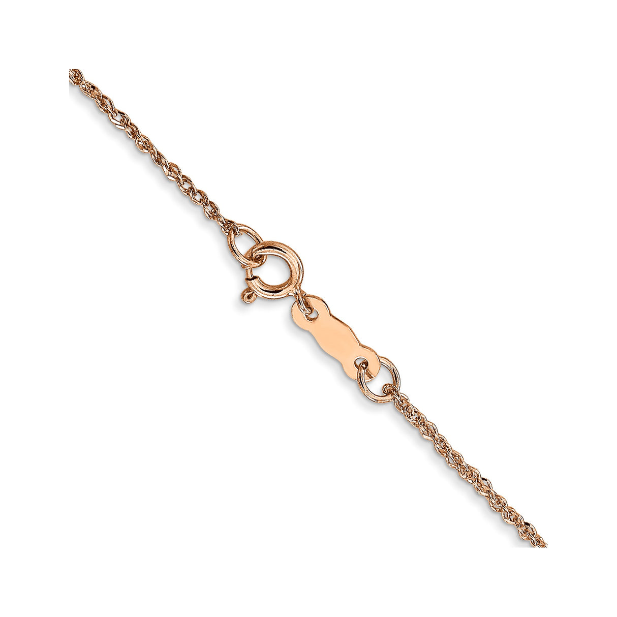 14K Rose Gold 1.1 mm Polished Chain Necklace, Solid alternate angle