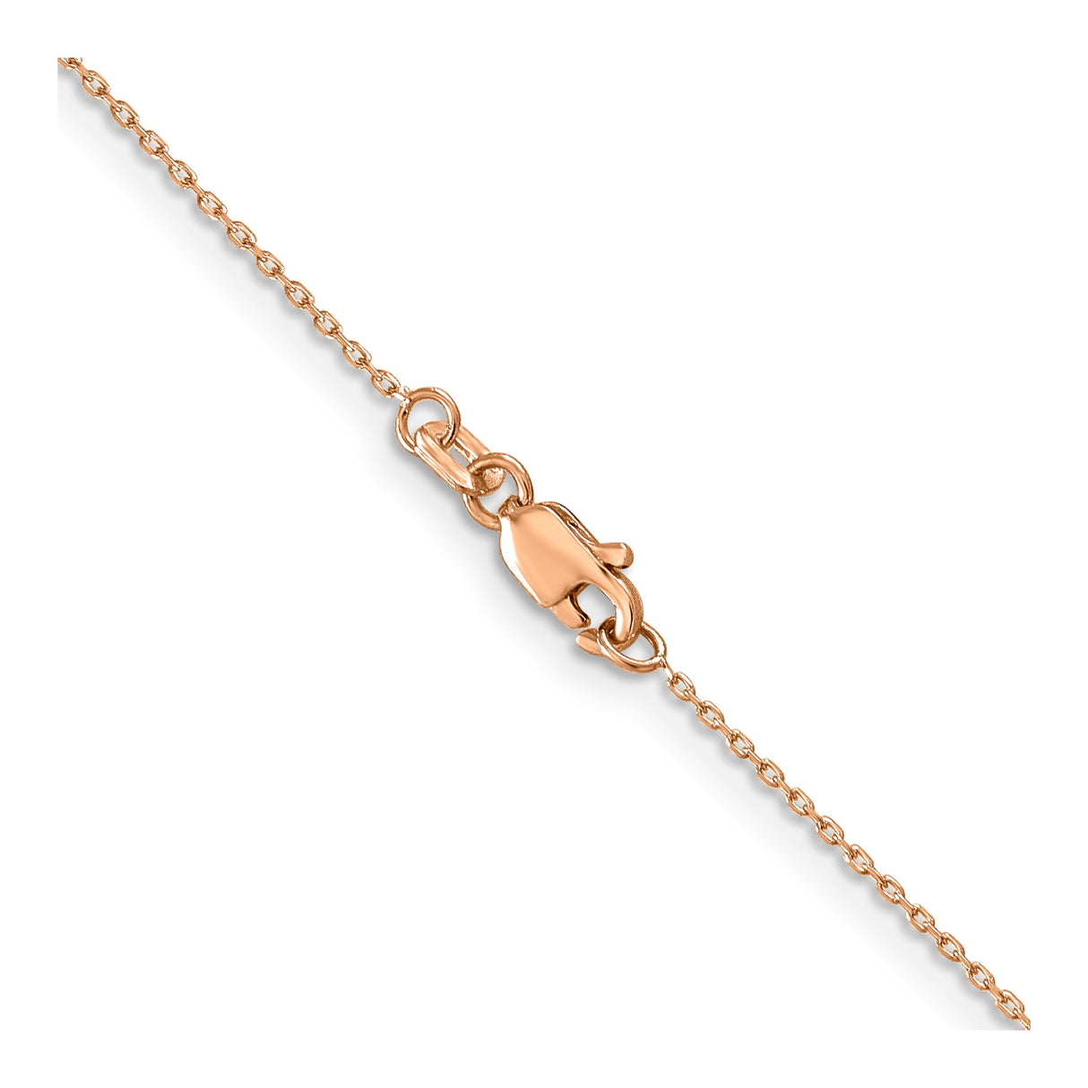 14K Rose Gold 0.8 mm Polished Chain Necklace, Solid alternate angle