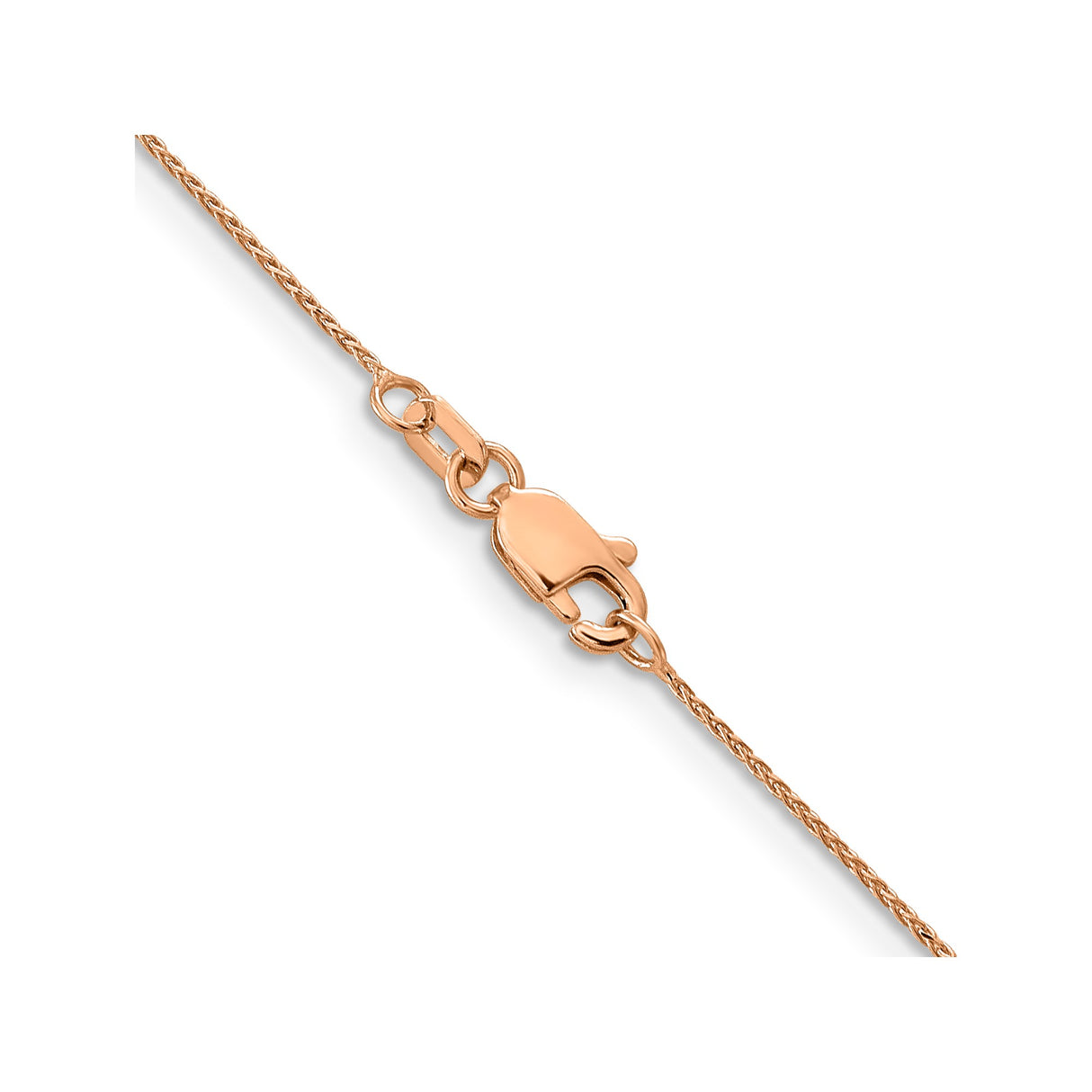 14K Rose Gold 0.85 mm Polished Chain Necklace, Solid alternate angle
