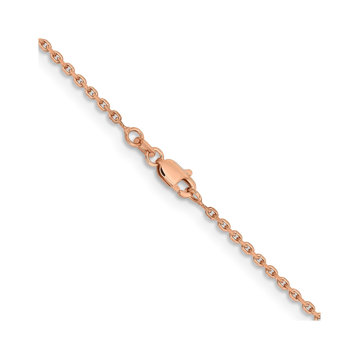 14K Rose Gold 1.8 mm Polished Chain Necklace, Solid alternate angle