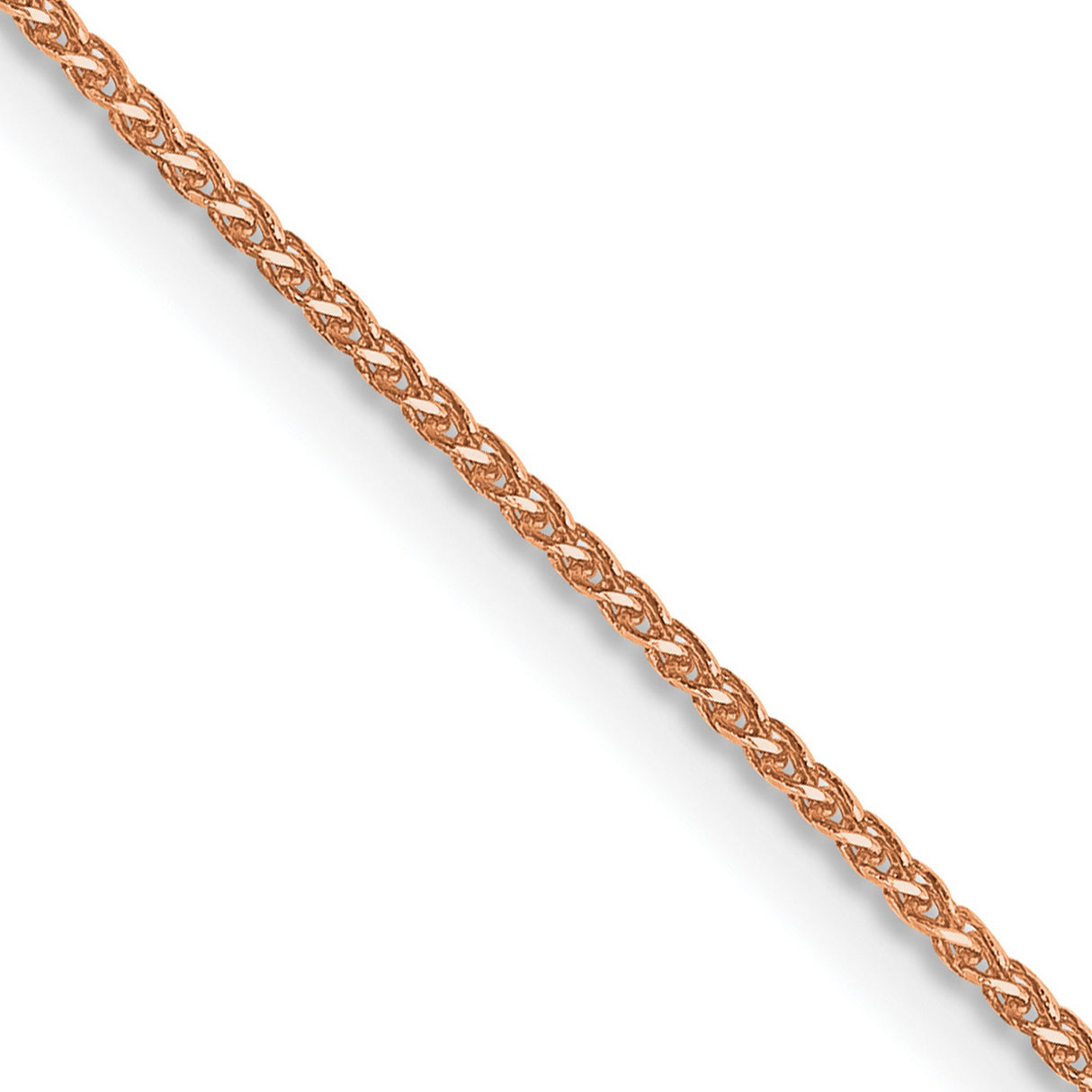 14K Rose Gold 1.05 mm Polished Chain Necklace, Solid detail view
