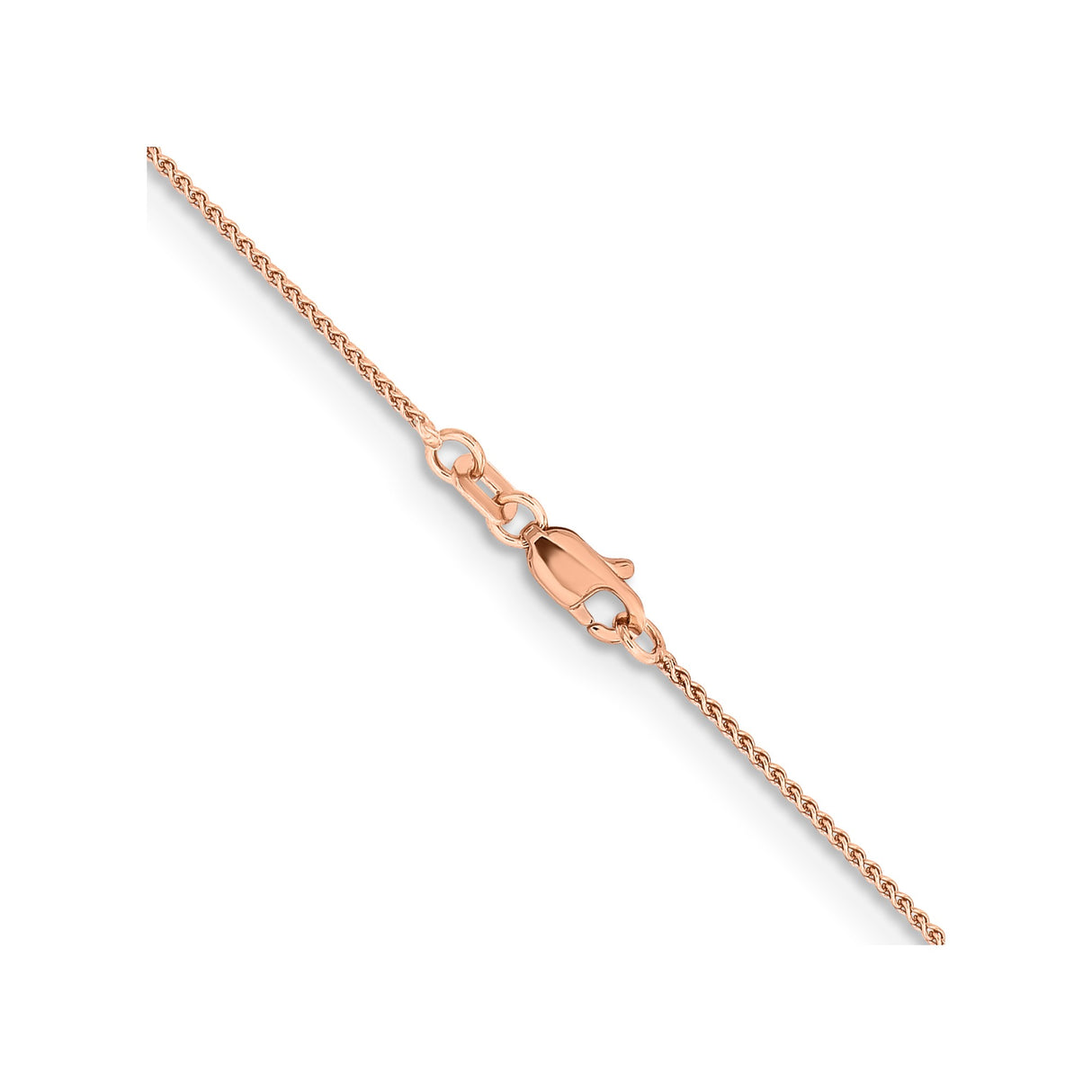 14K Rose Gold 1.05 mm Polished Chain Necklace, Solid alternate angle