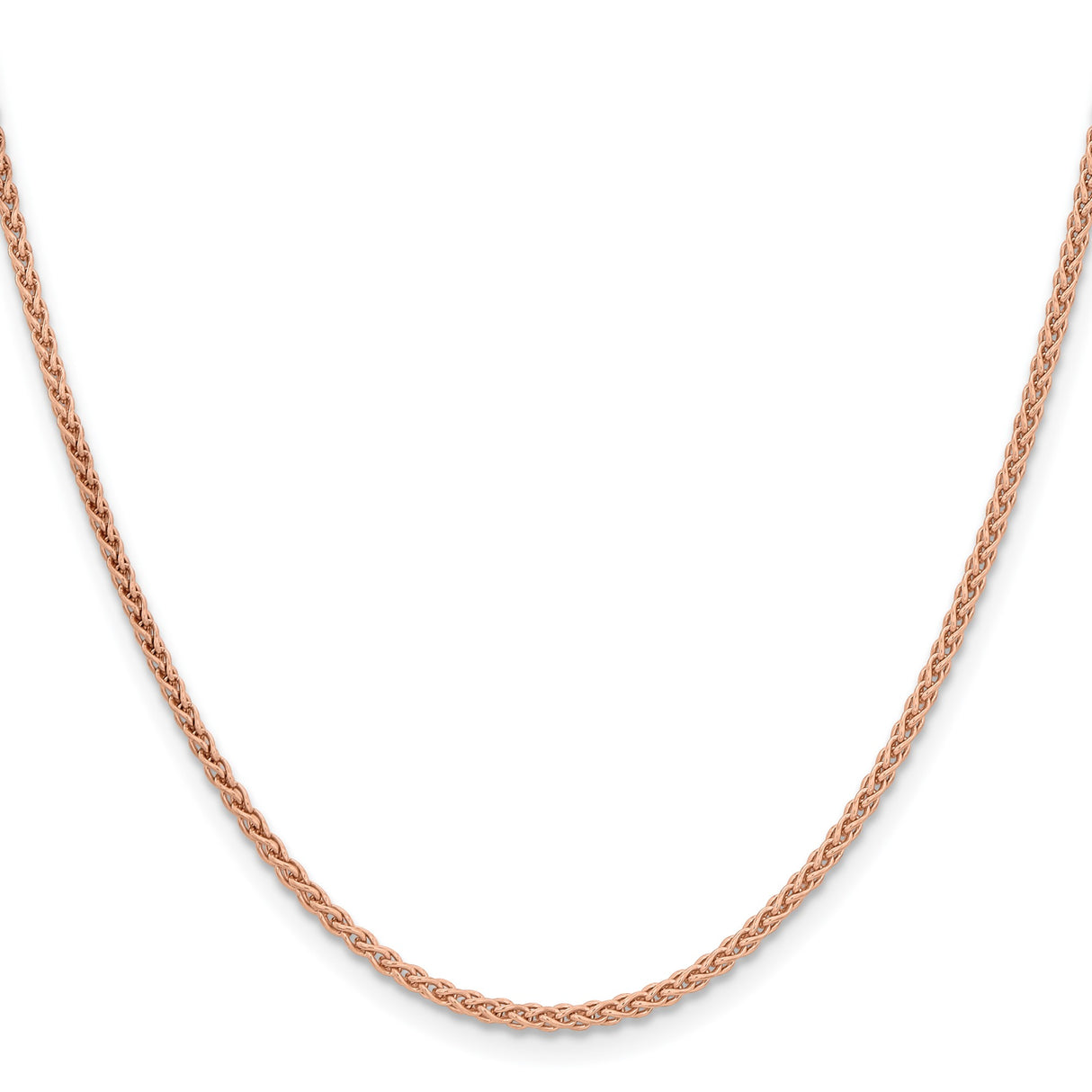 14K Rose Gold 2.1 mm Polished Chain Necklace, Solid