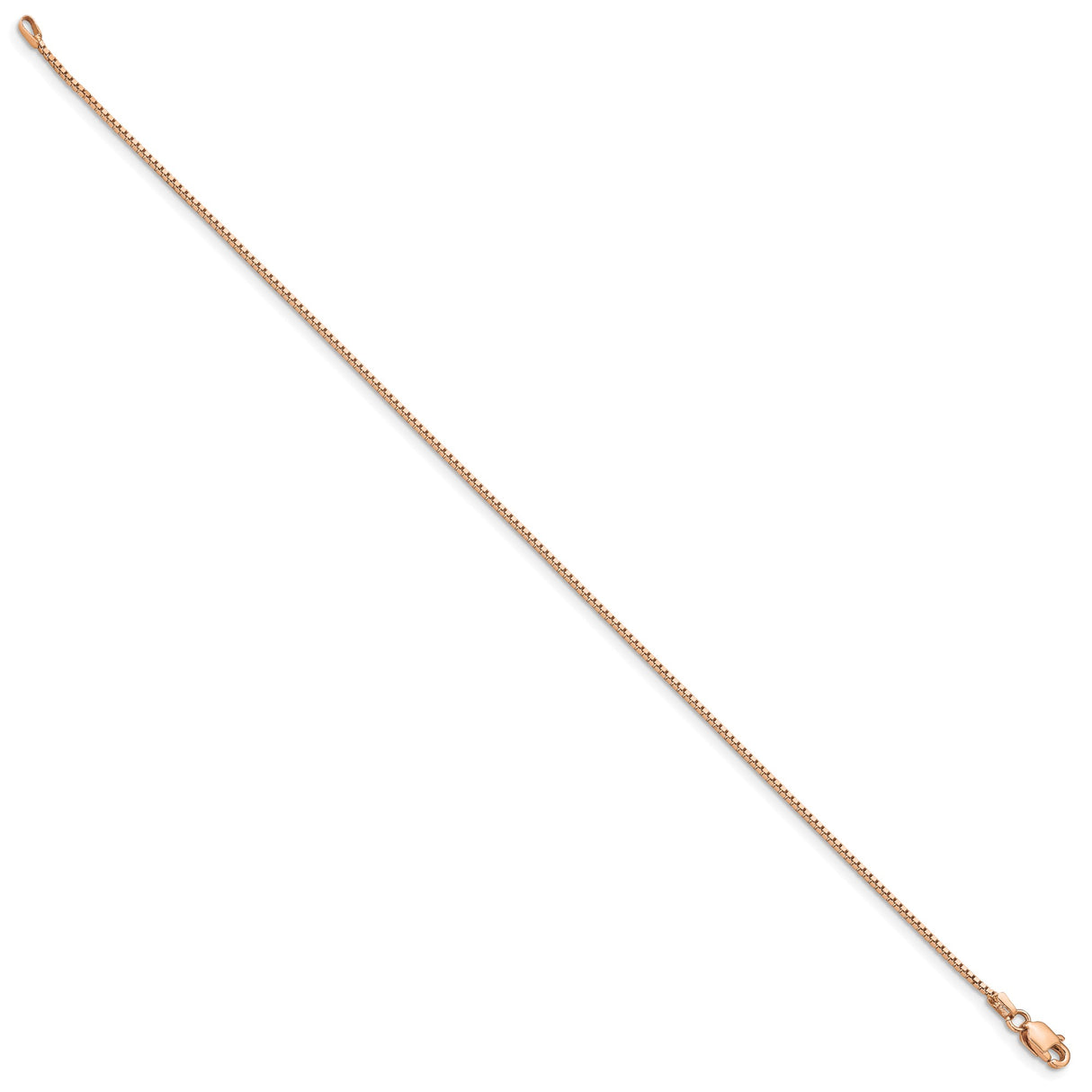 14K Rose Gold 0.95 mm Box Chain Bracelet, Polished